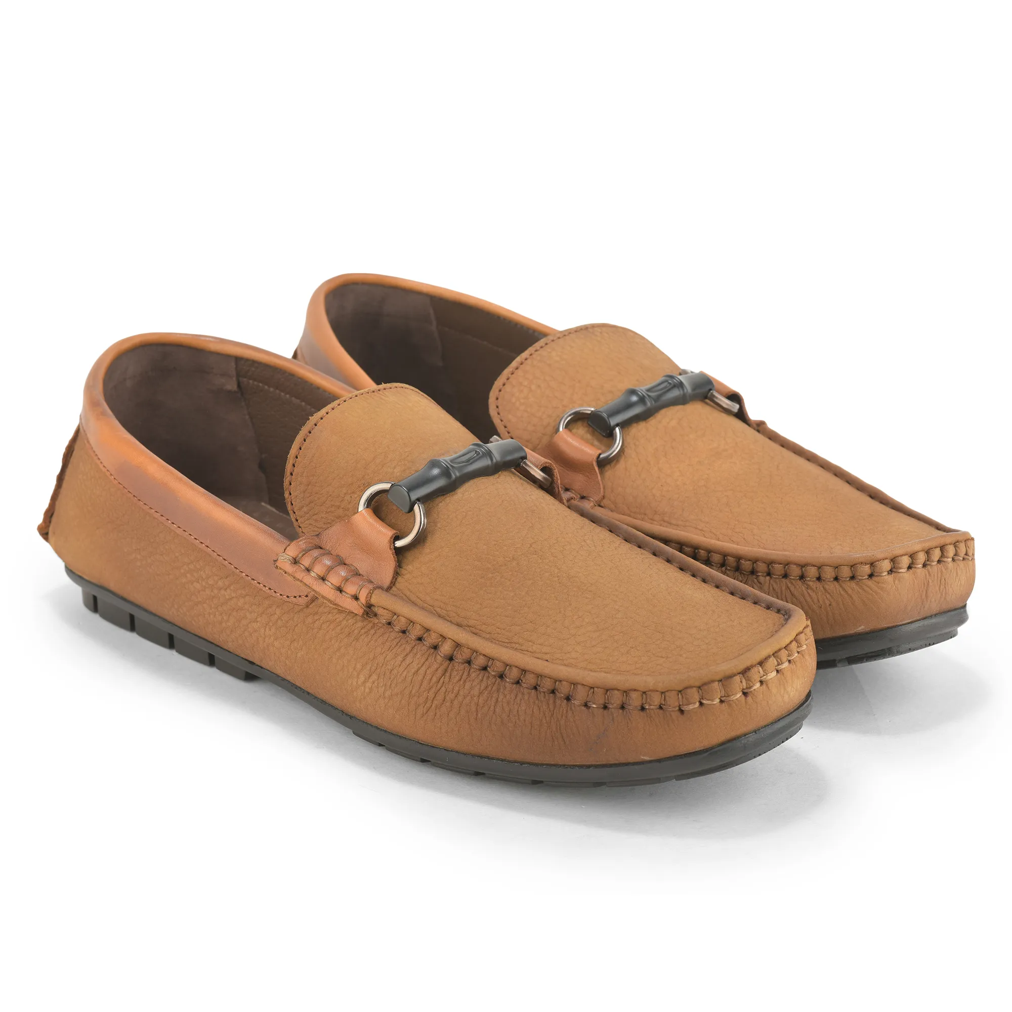 Camel Moccasin Style Slip On Shoes For Men - Thumbnail 8