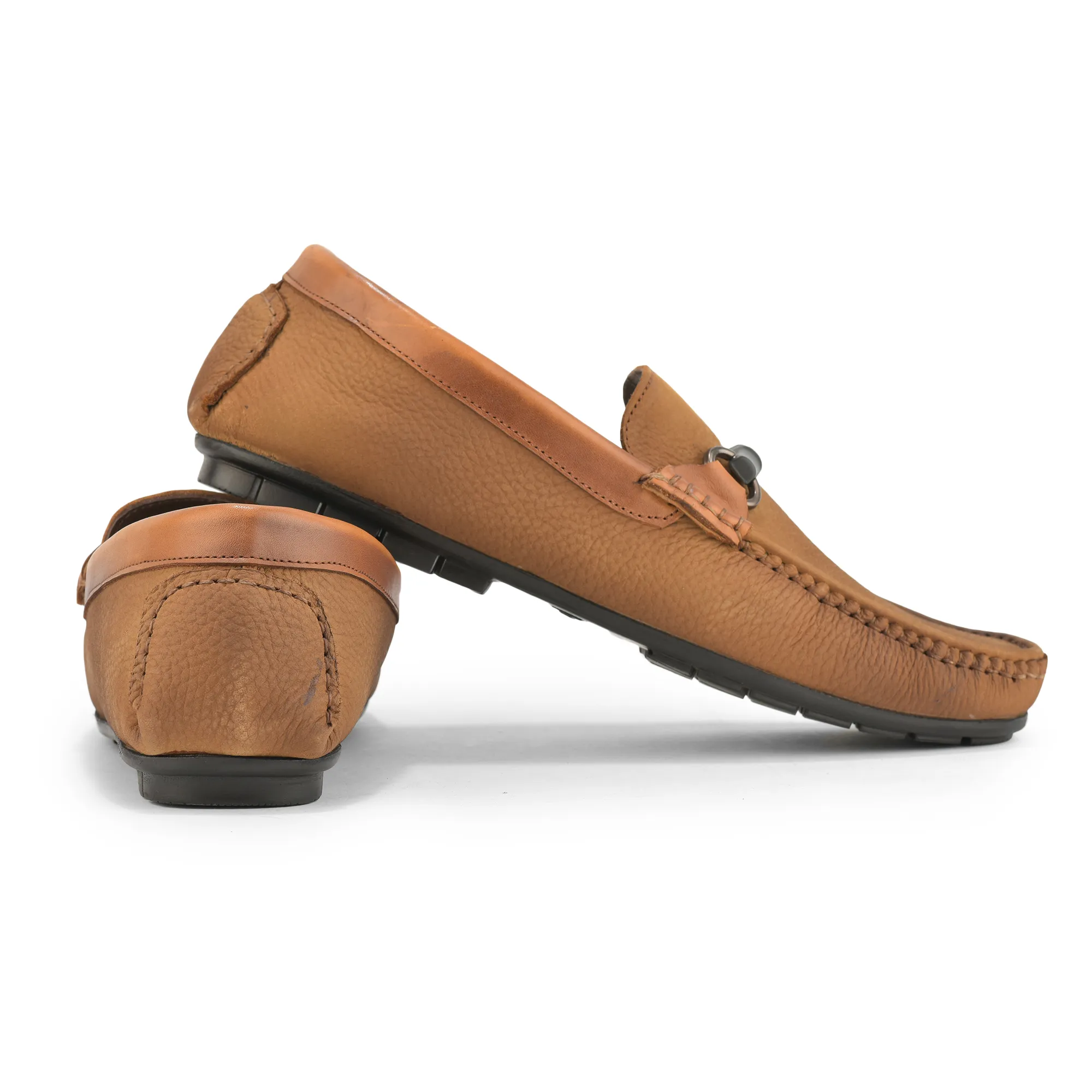 Camel Moccasin Style Slip On Shoes For Men - Thumbnail 10