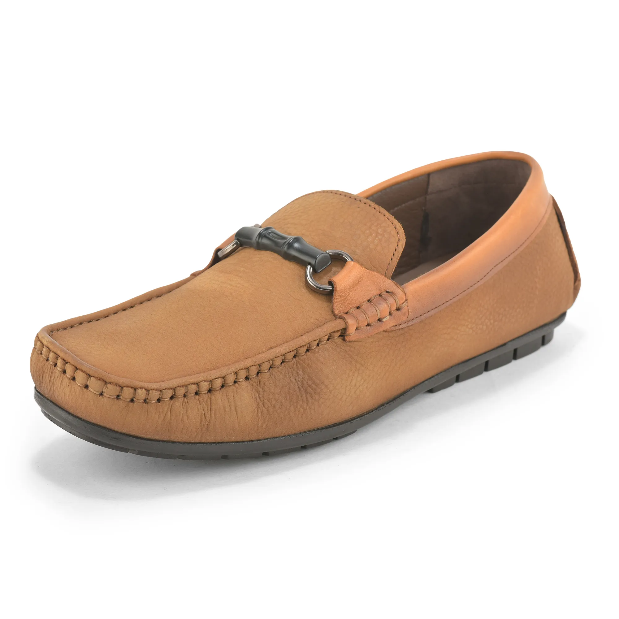 Camel Moccasin Style Slip On Shoes For Men - Thumbnail 11