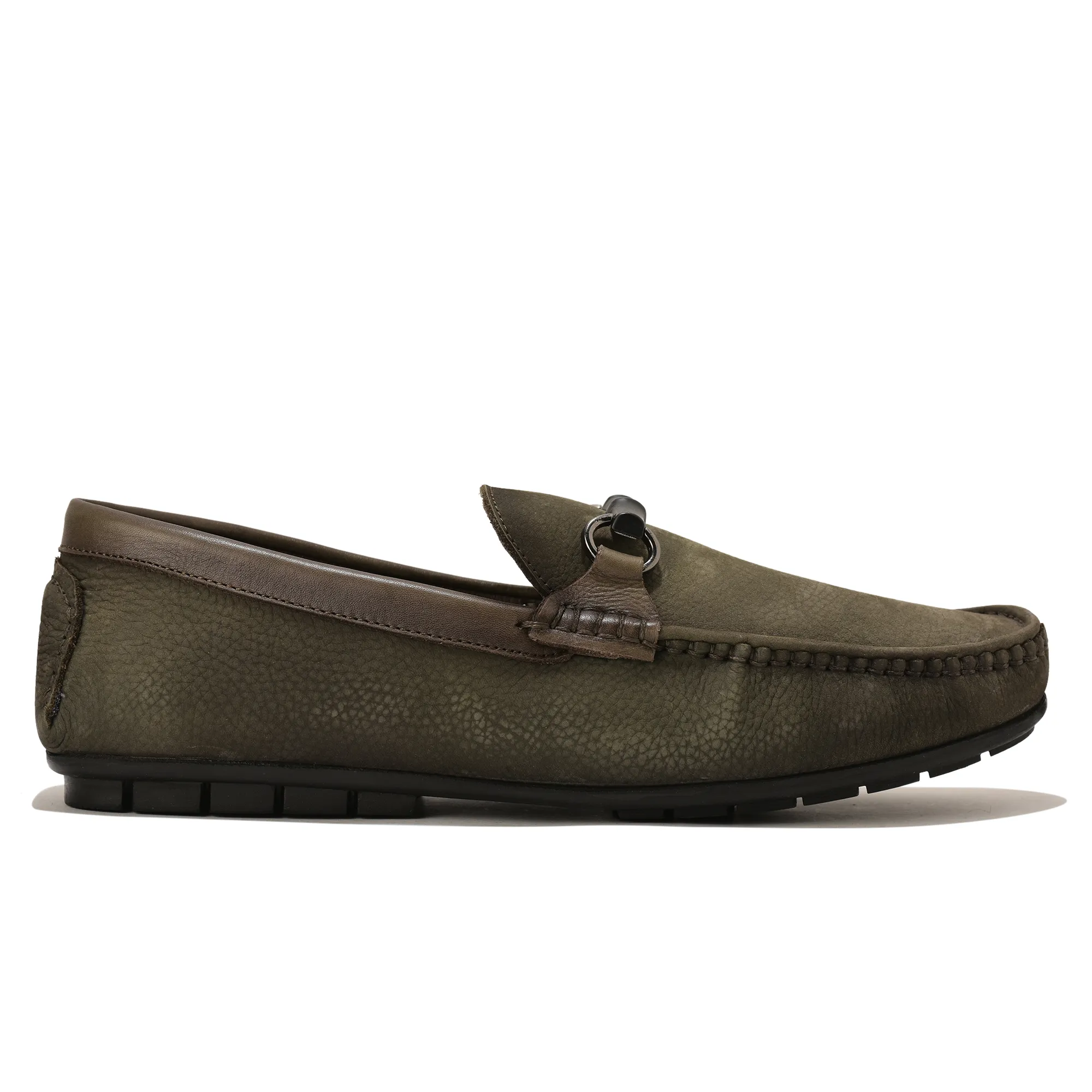 Green Moccasin Style Slip On Shoes For Men - Thumbnail 2
