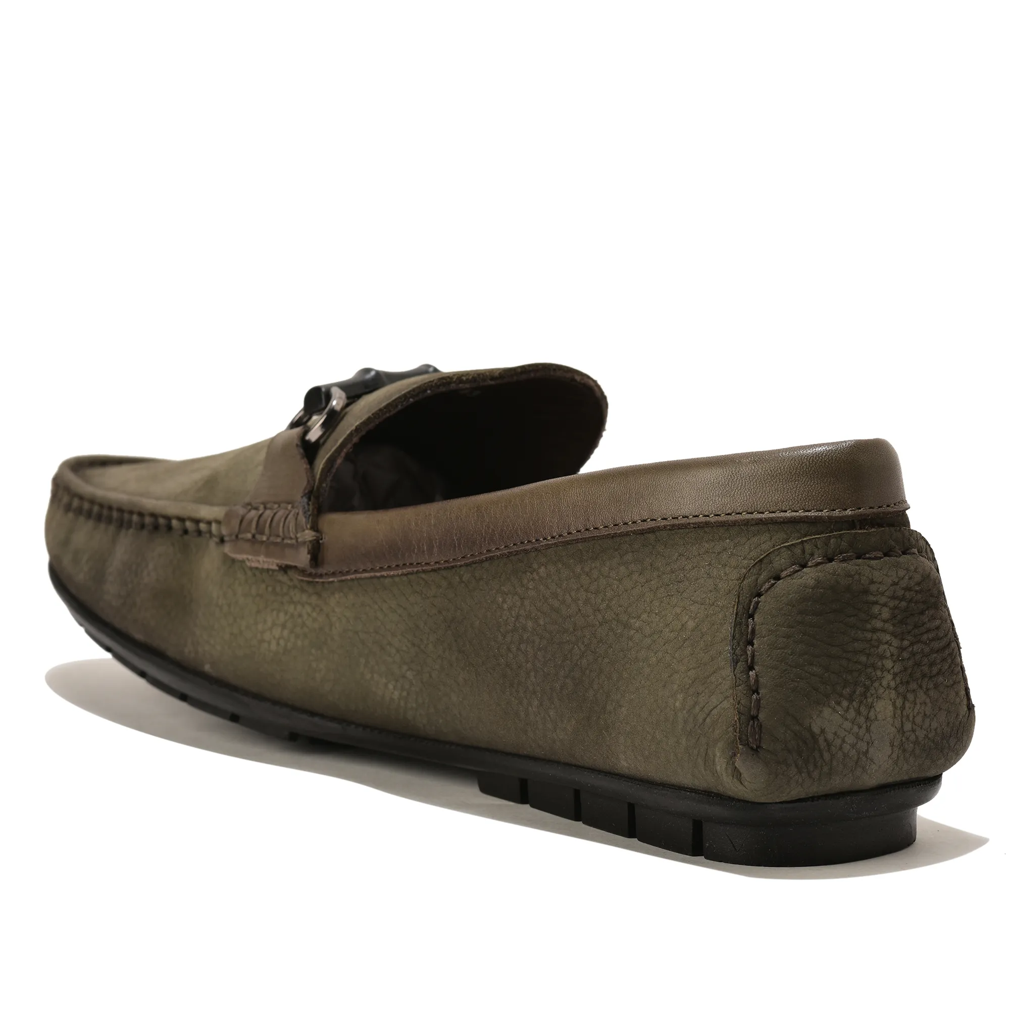 Green Moccasin Style Slip On Shoes For Men - Thumbnail 4
