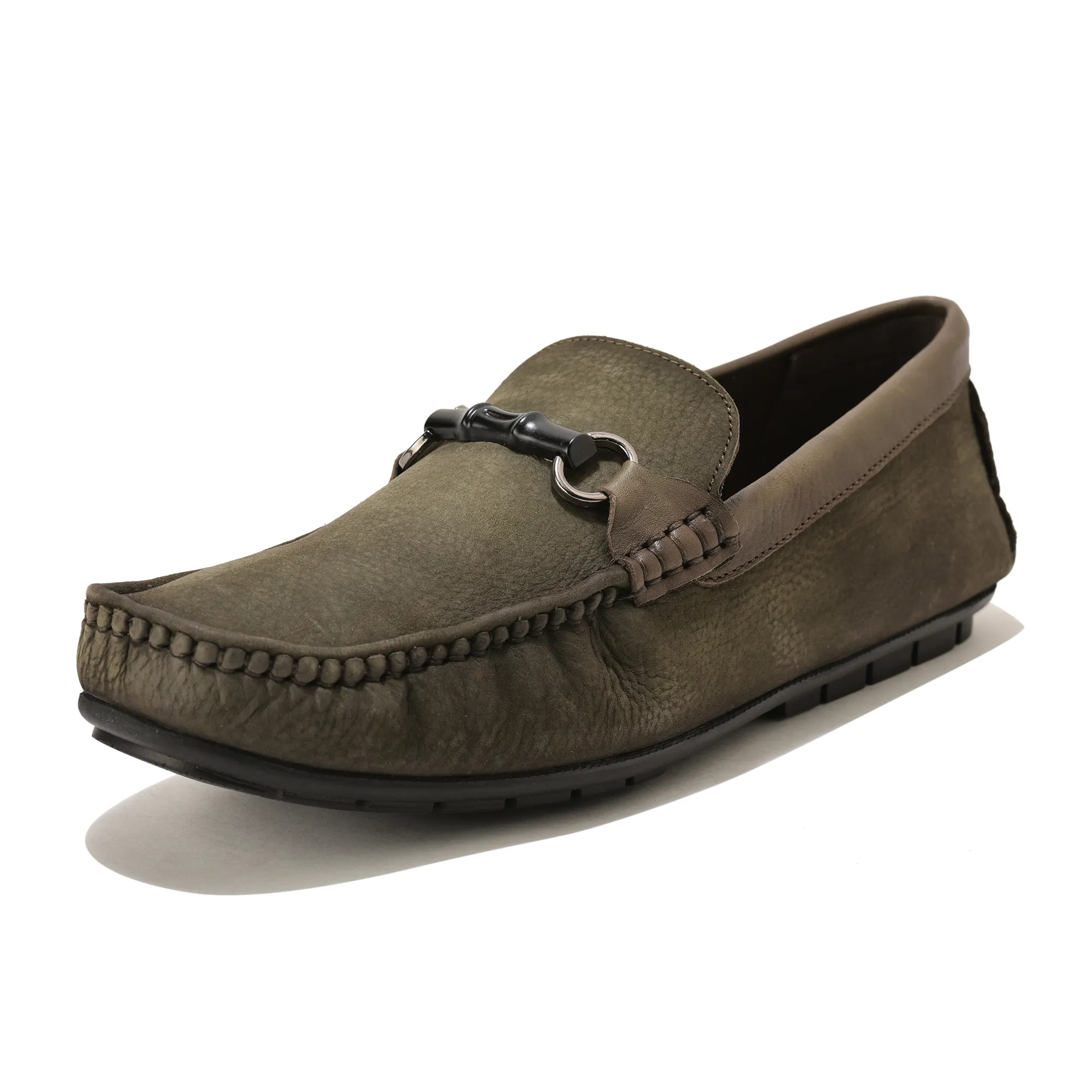 Green Moccasin Style Slip On Shoes For Men - Thumbnail 8