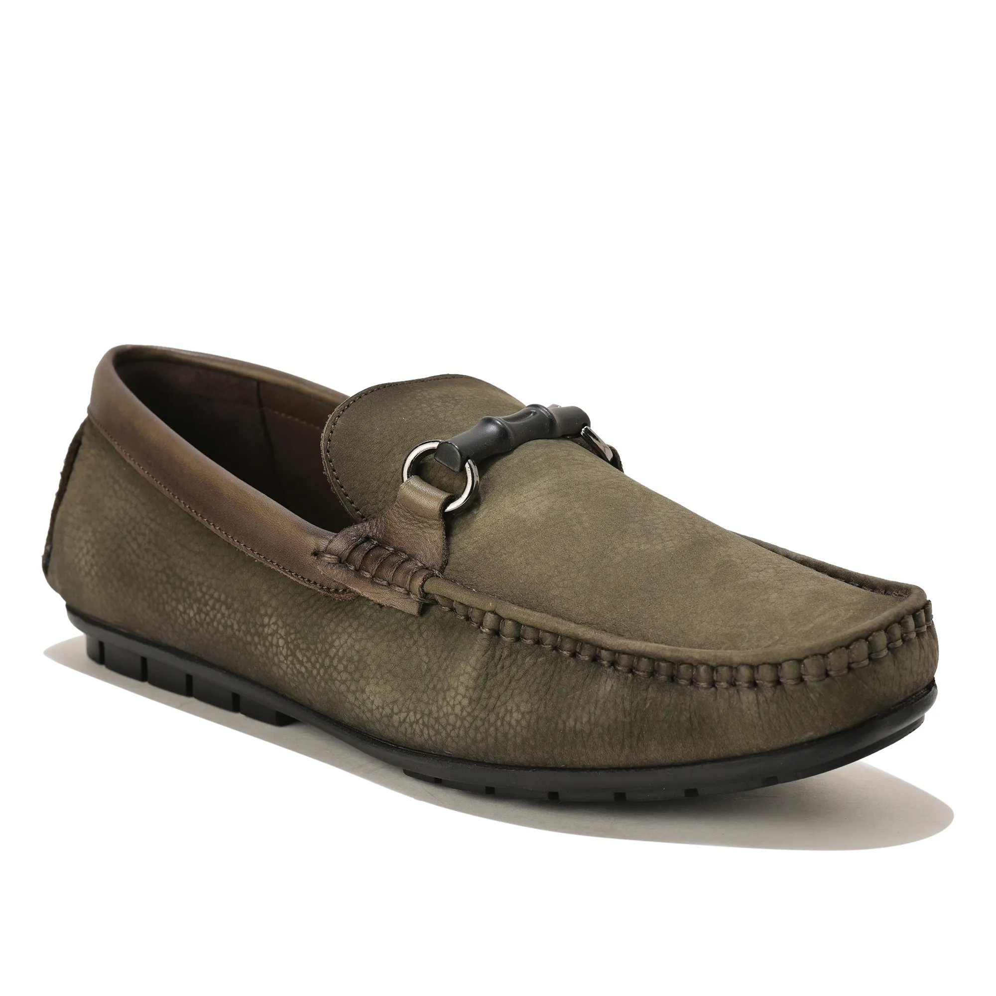Green Moccasin Style Slip On Shoes For Men - Thumbnail 9