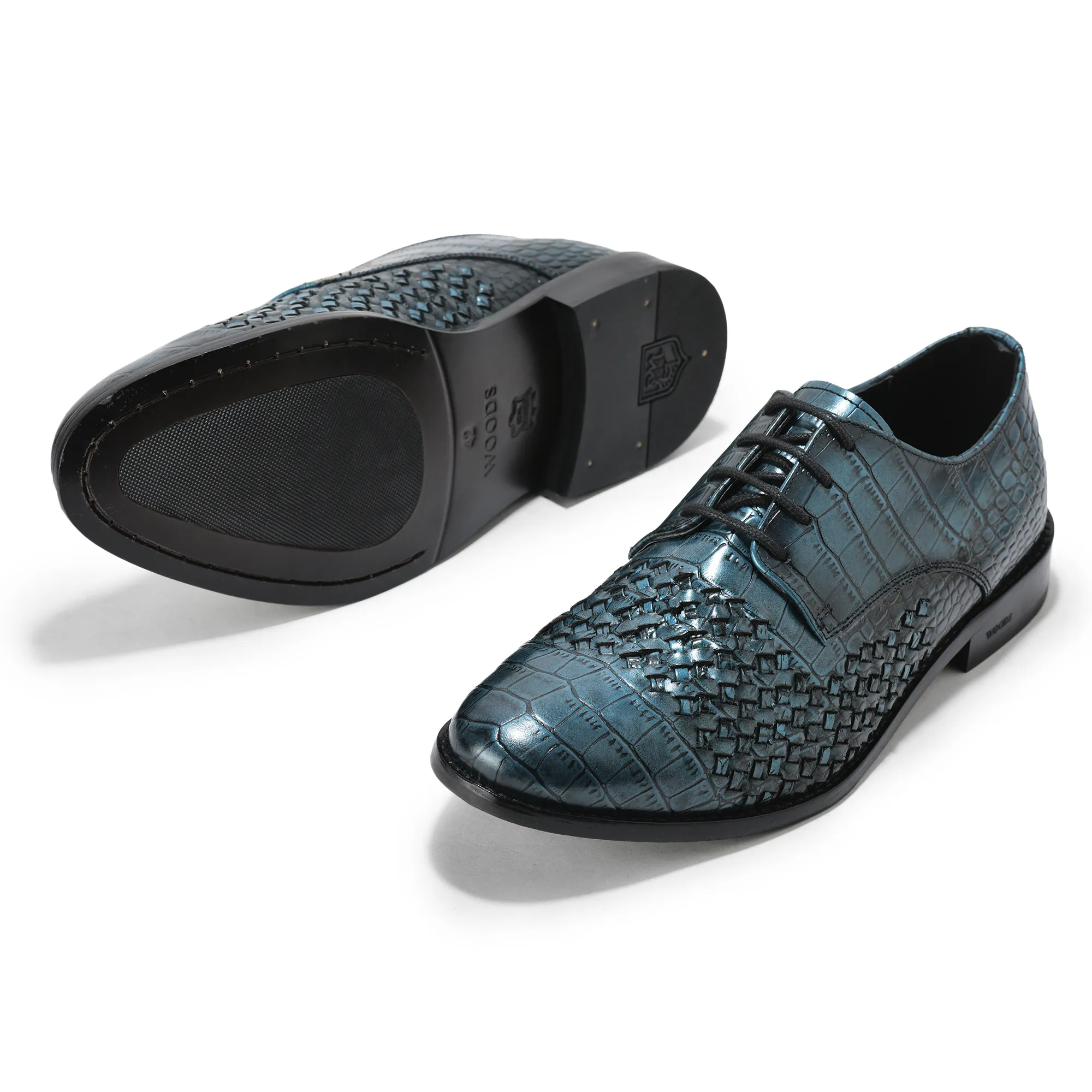 Luxury Crocodile Leather Classic Mens Lace up Shoes - Thumbnail 4