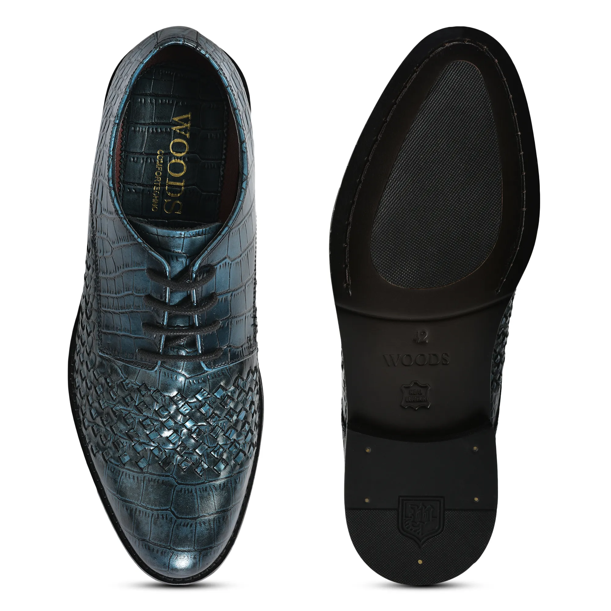 Luxury Crocodile Leather Classic Mens Lace up Shoes - Thumbnail 7