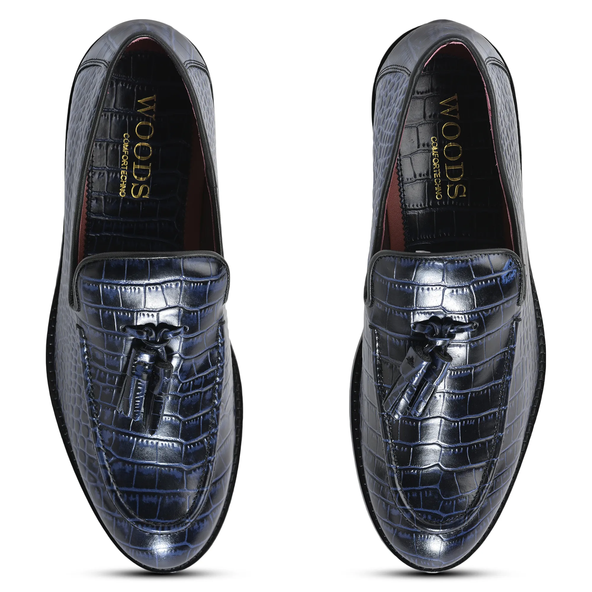 Embossed Crocodile Leather Blue Classic Lace Shoes - Thumbnail 2