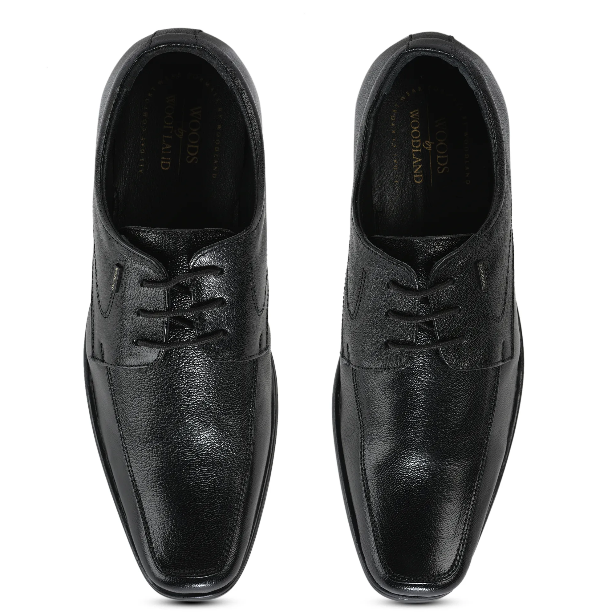 Woodland Men Black Softy Goat Leather Classic Lace-Up Shoes - Thumbnail 5
