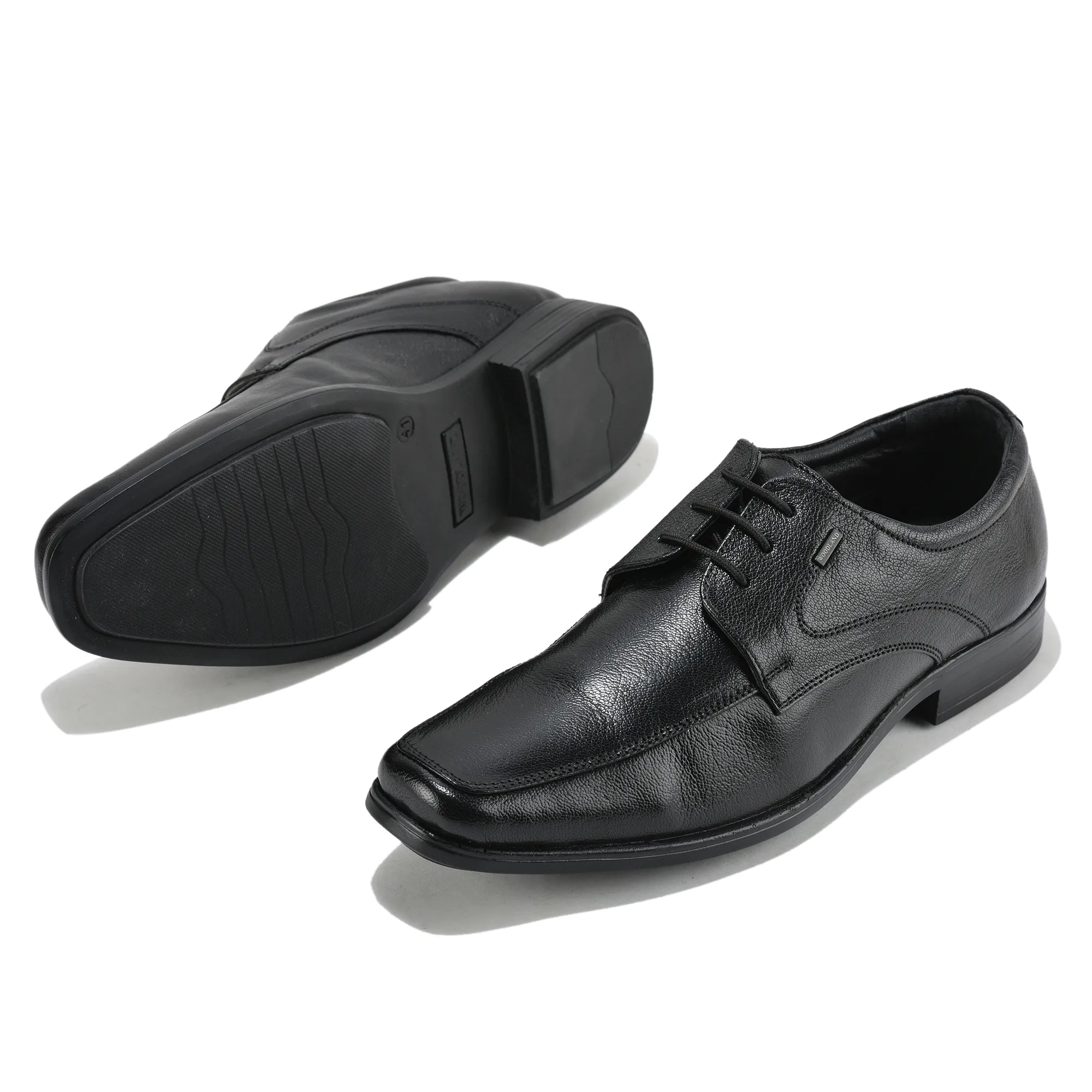 Woodland Men Black Softy Goat Leather Classic Lace-Up Shoes - Thumbnail 6