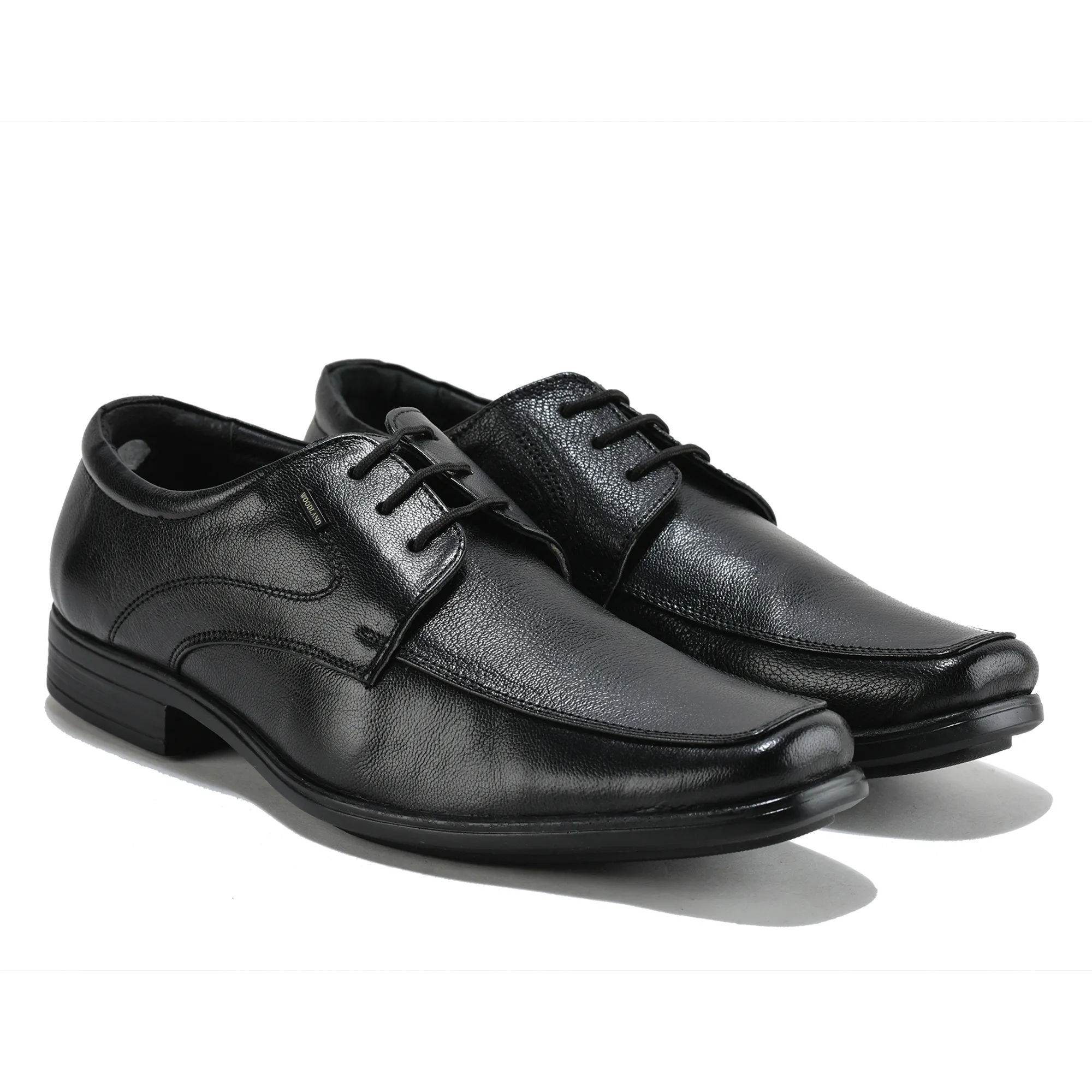 Woodland Men Black Softy Goat Leather Classic Lace-Up Shoes - Thumbnail 8
