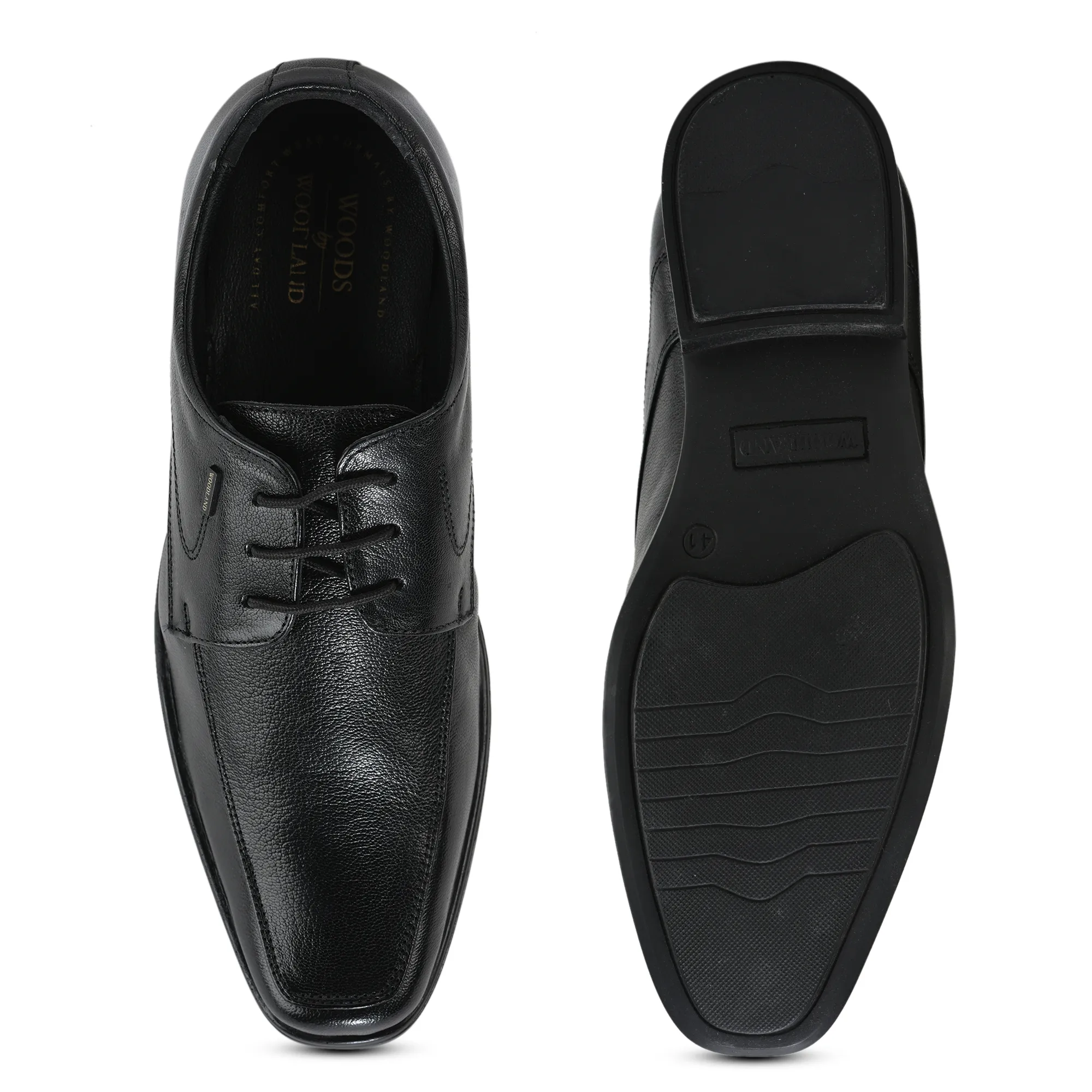 Woodland Men Black Softy Goat Leather Classic Lace-Up Shoes - Thumbnail 9