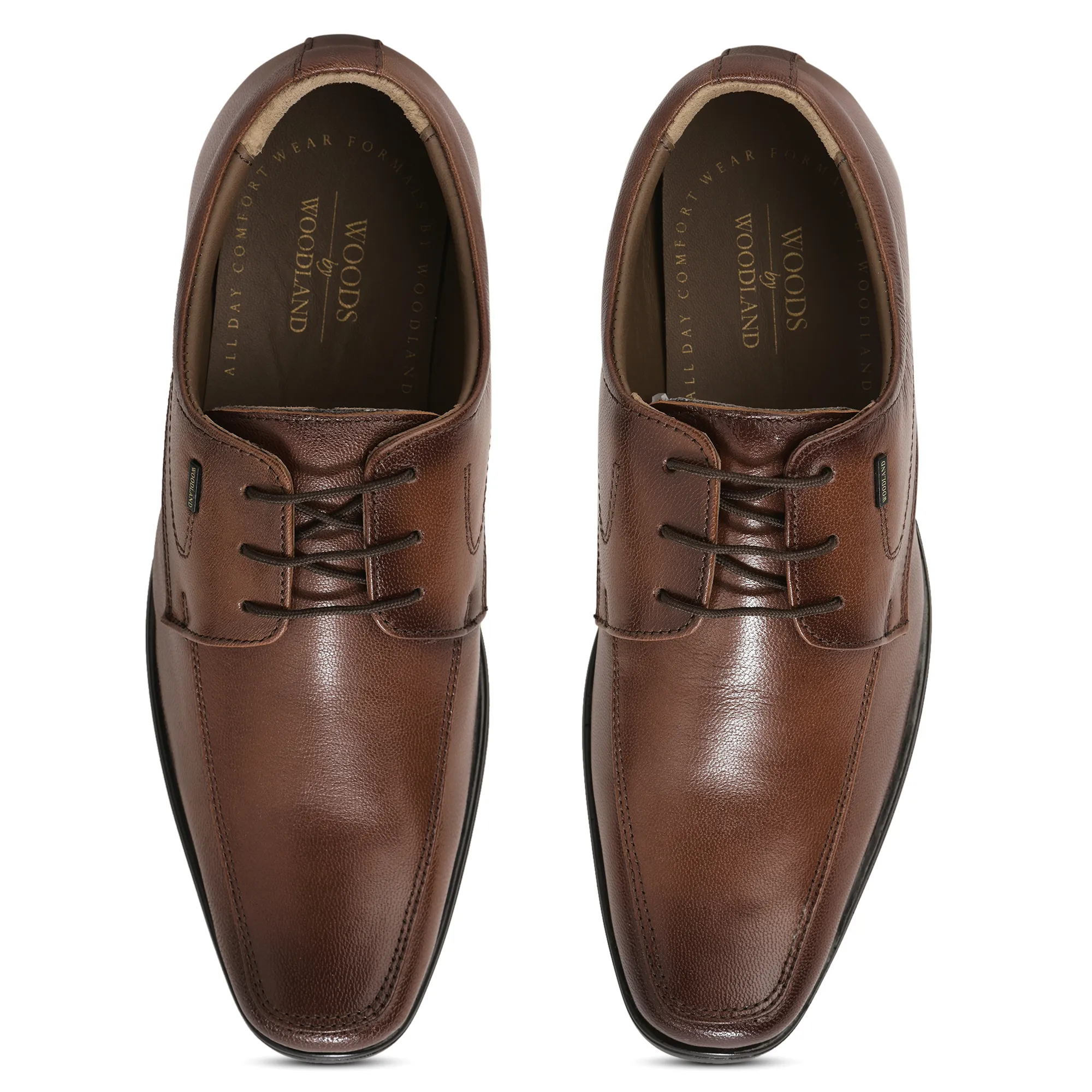 Woodland Men Brown Softy Goat Leather Classic Lace-Up Shoes - Thumbnail 5