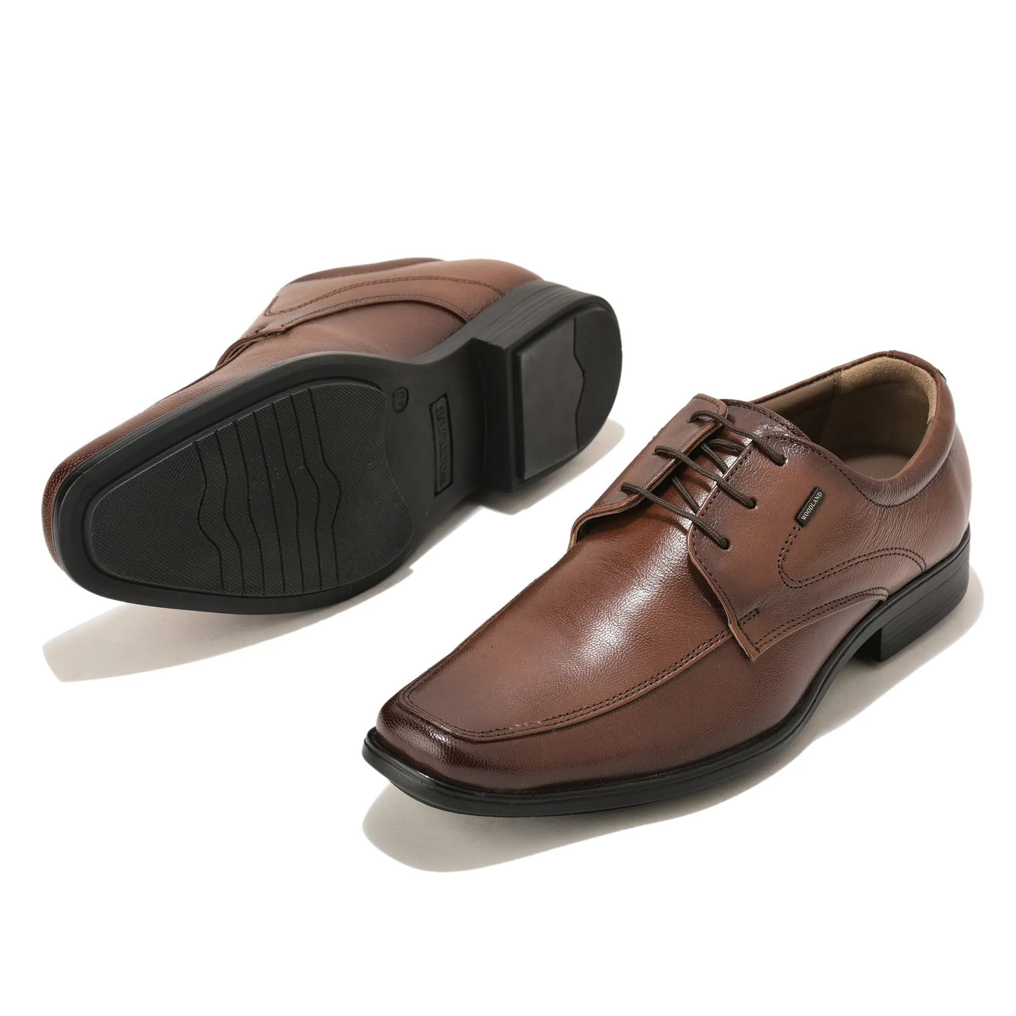 Woodland Men Brown Softy Goat Leather Classic Lace-Up Shoes - Thumbnail 6