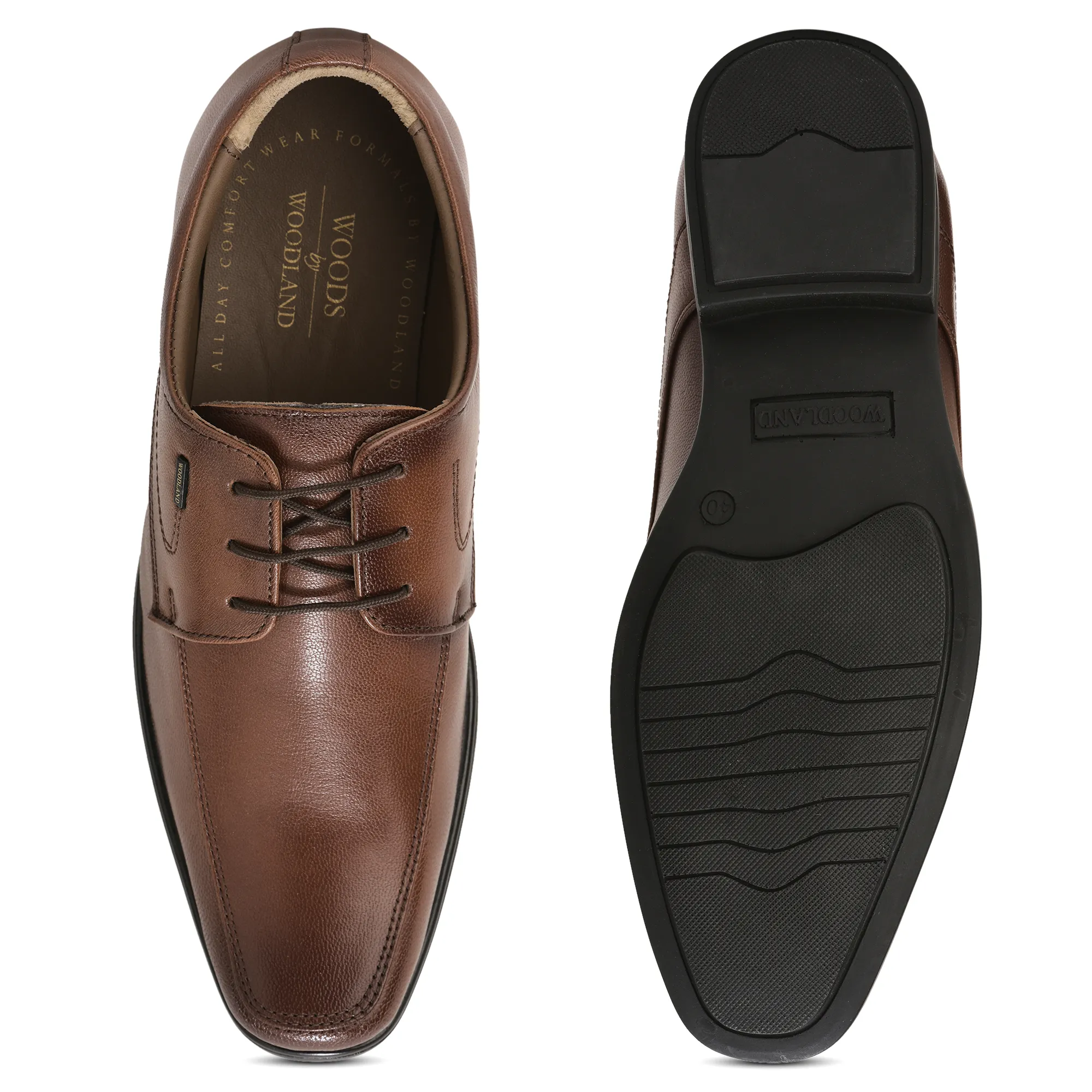 Woodland Men Brown Softy Goat Leather Classic Lace-Up Shoes - Thumbnail 9