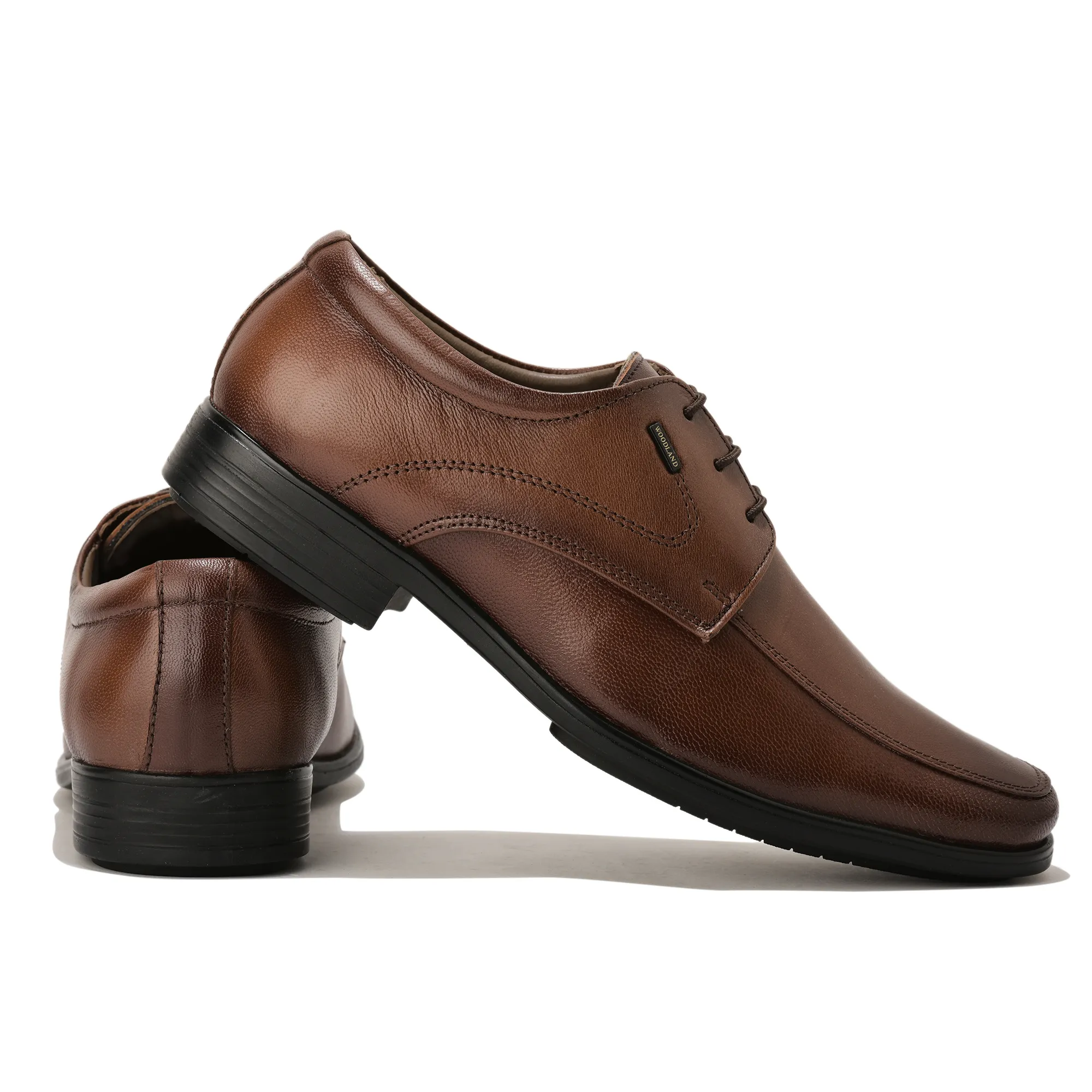 Woodland Men Brown Softy Goat Leather Classic Lace-Up Shoes - Thumbnail 10