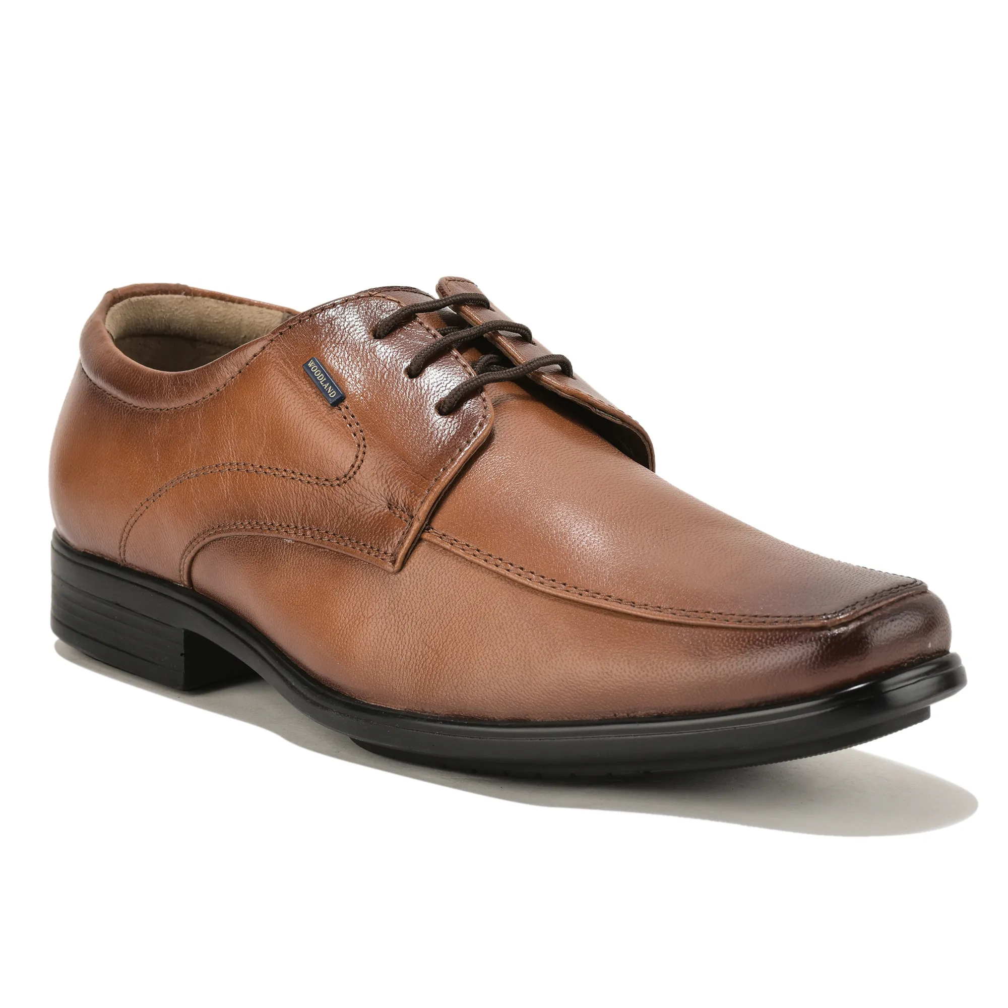 Woodland Men Tan Softy Goat Leather Classic Lace-Up Shoes - Thumbnail 3