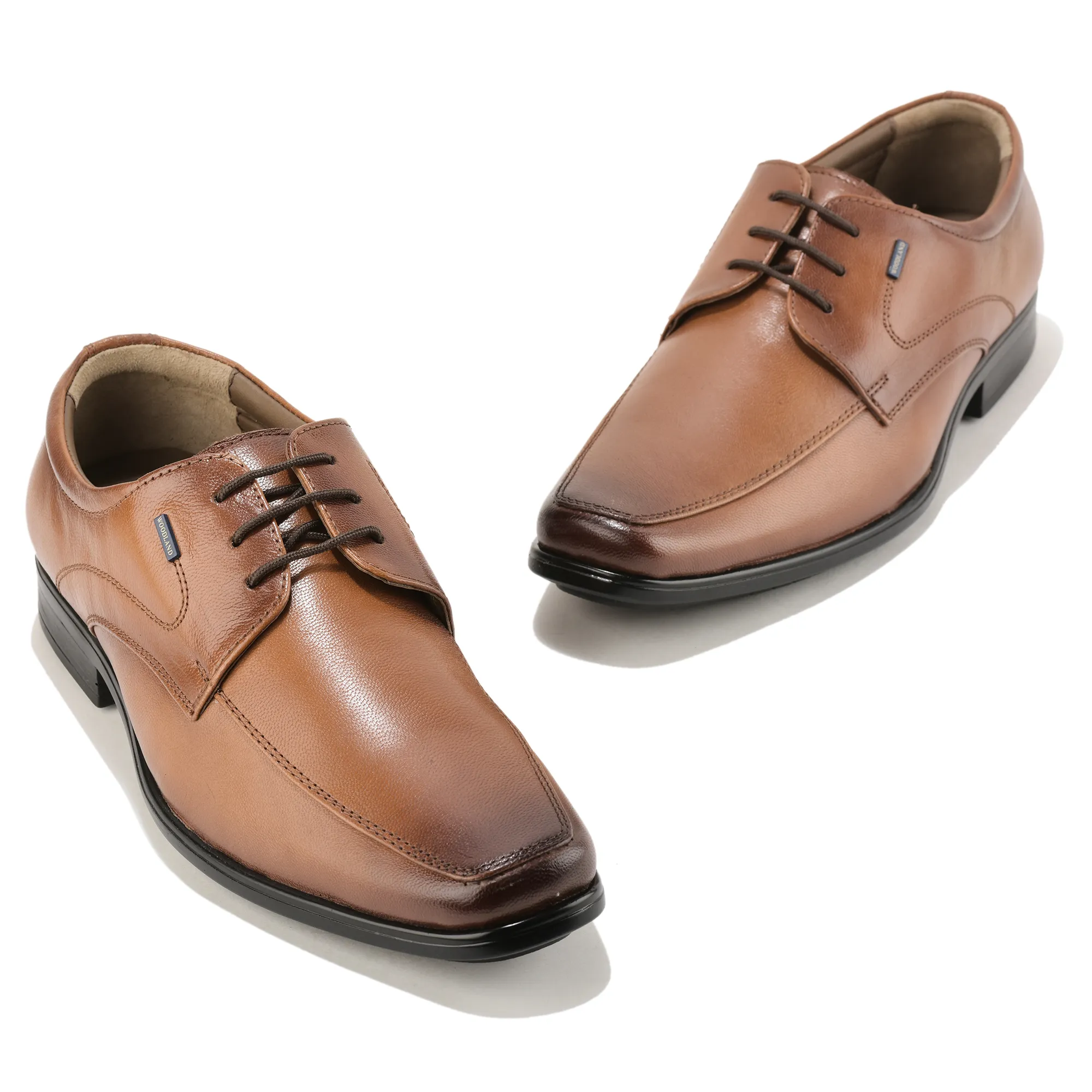 Woodland Men Tan Softy Goat Leather Classic Lace-Up Shoes - Thumbnail 4