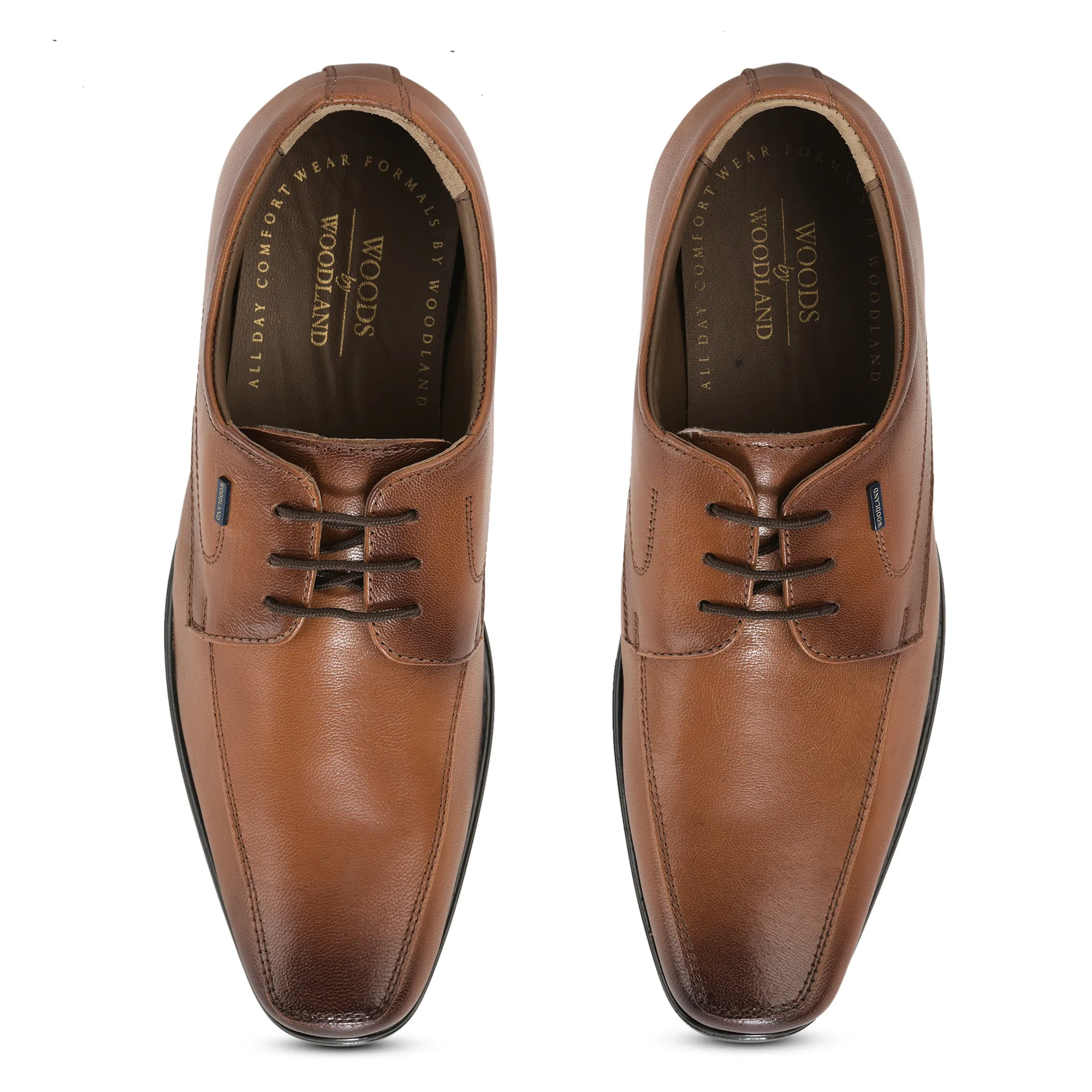 Woodland Men Tan Softy Goat Leather Classic Lace-Up Shoes - Thumbnail 5