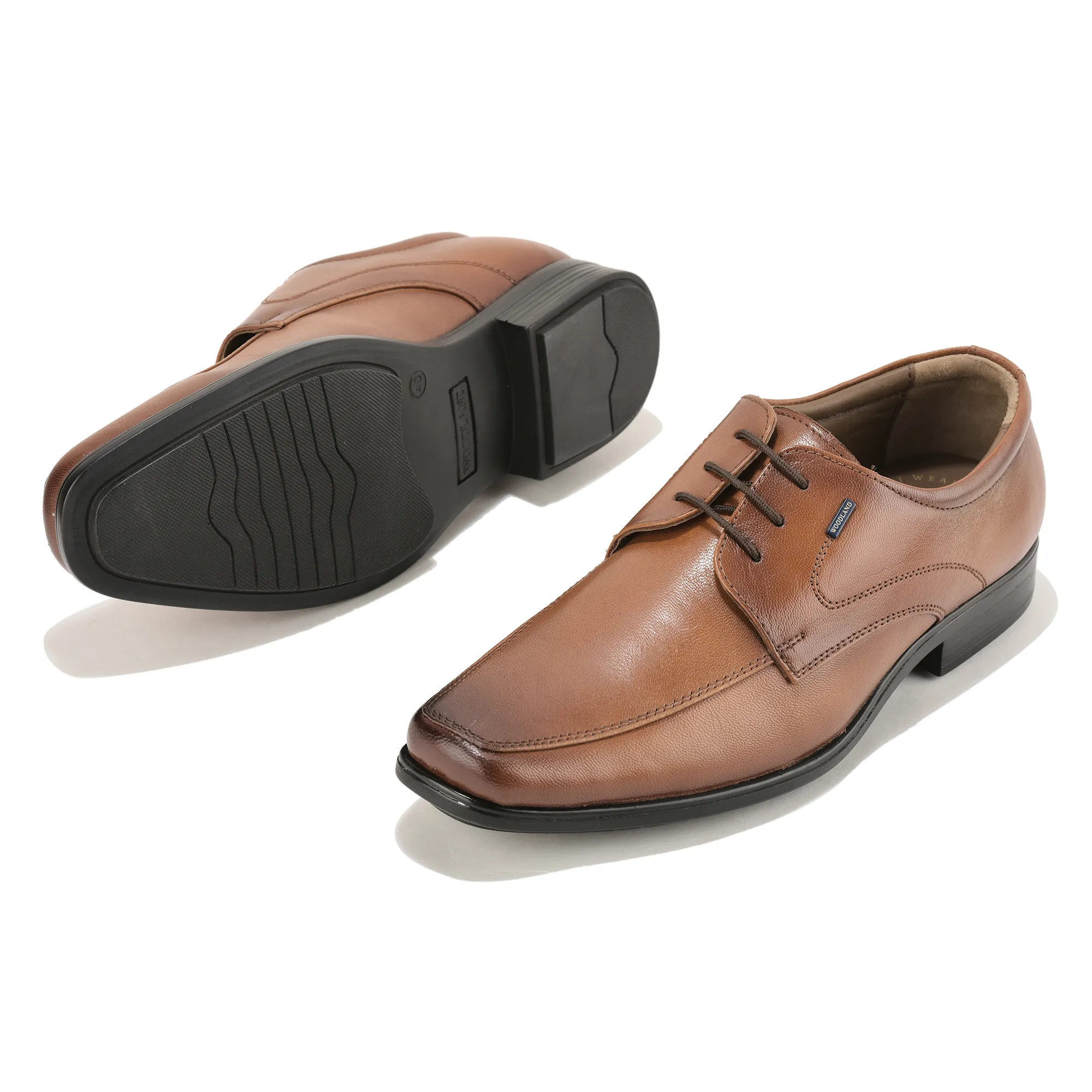 Woodland Men Tan Softy Goat Leather Classic Lace-Up Shoes - Thumbnail 6