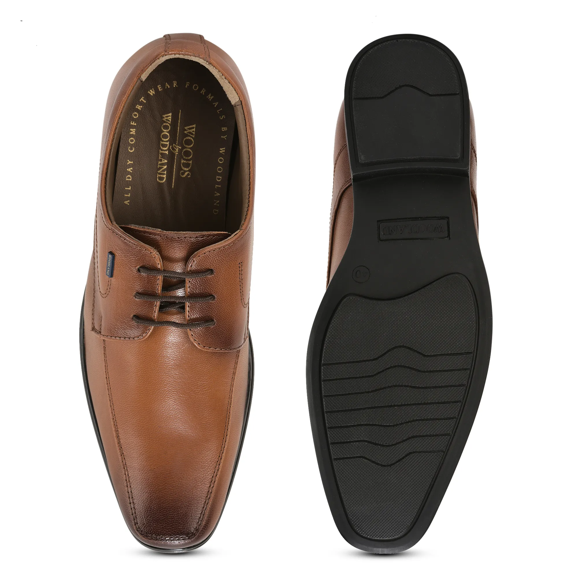 Woodland Men Tan Softy Goat Leather Classic Lace-Up Shoes - Thumbnail 9