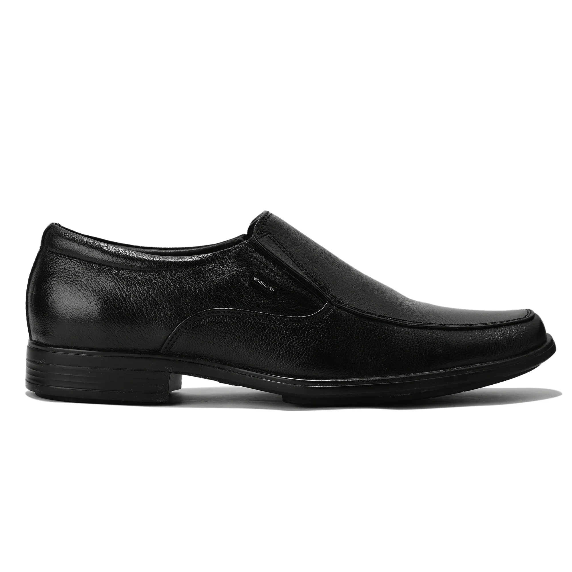 Wooland Black Leather Formal Slip-On Shoes for Men - Thumbnail 2