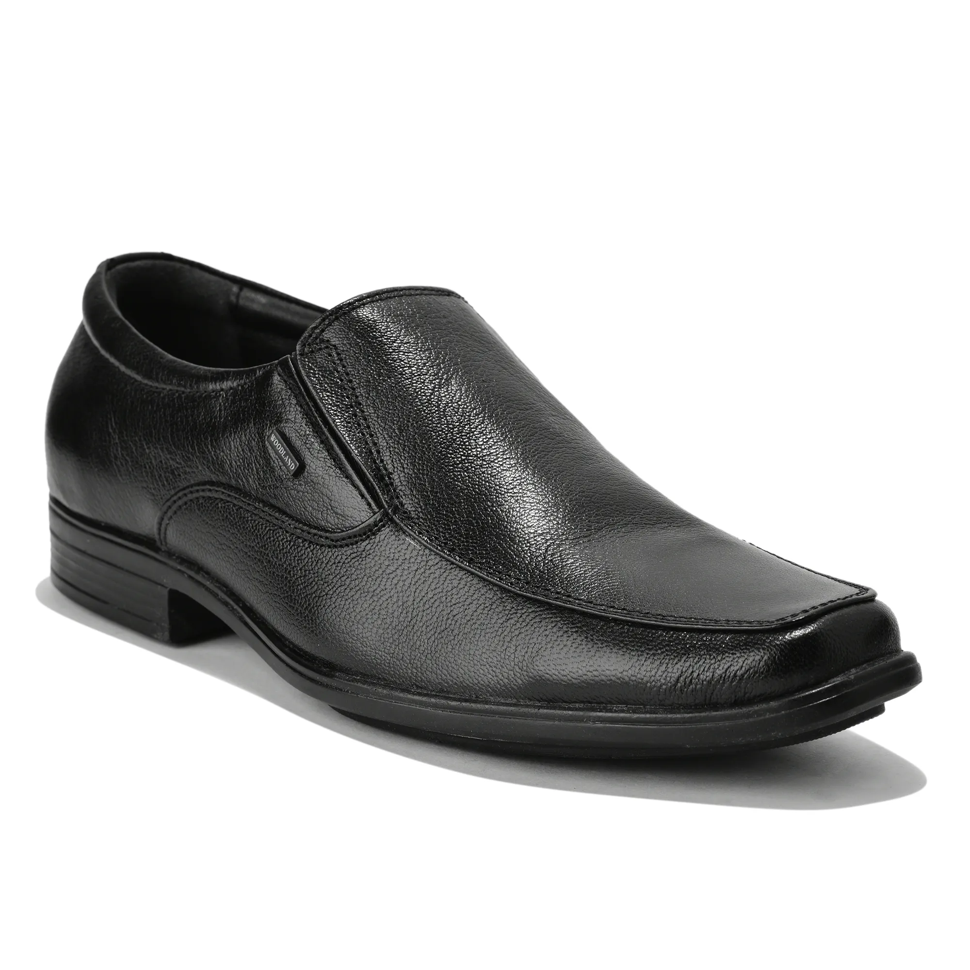 Wooland Black Leather Formal Slip-On Shoes for Men - Thumbnail 3