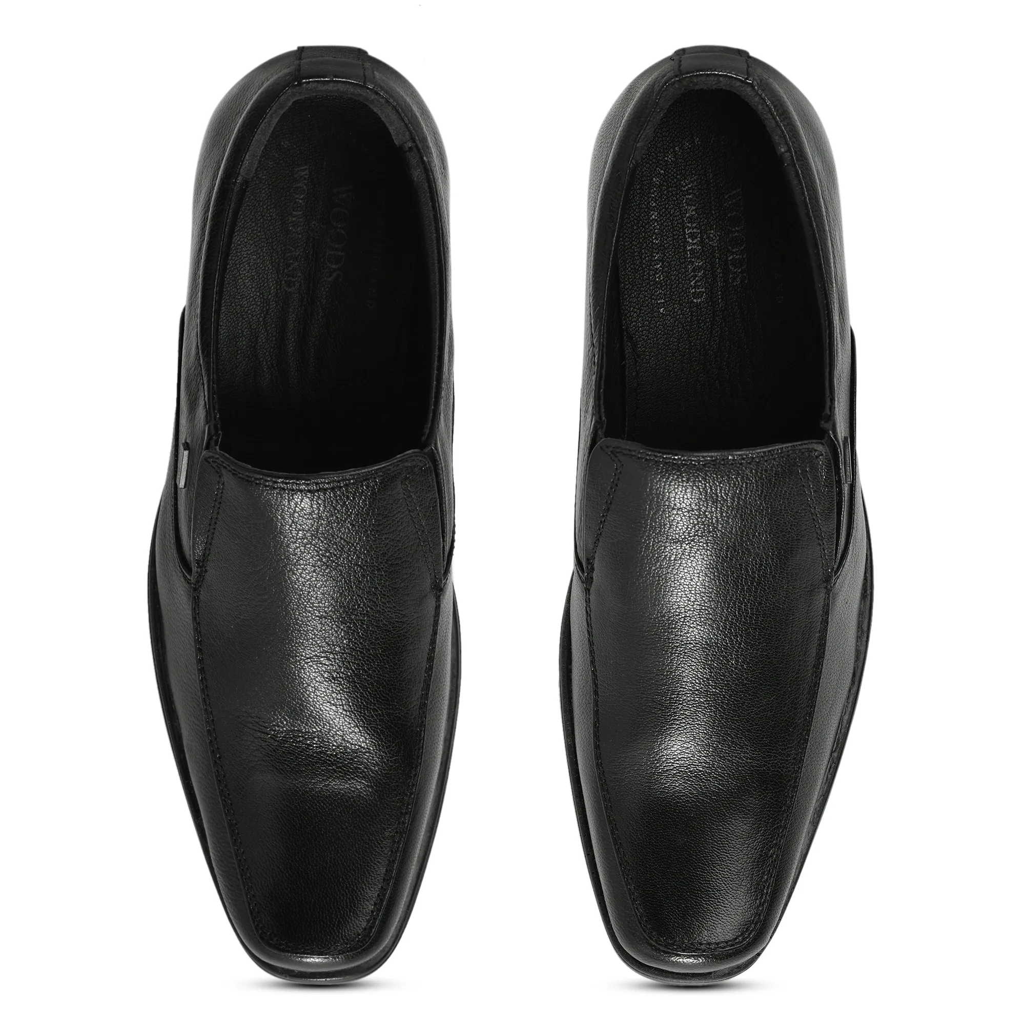 Wooland Black Leather Formal Slip-On Shoes for Men - Thumbnail 5