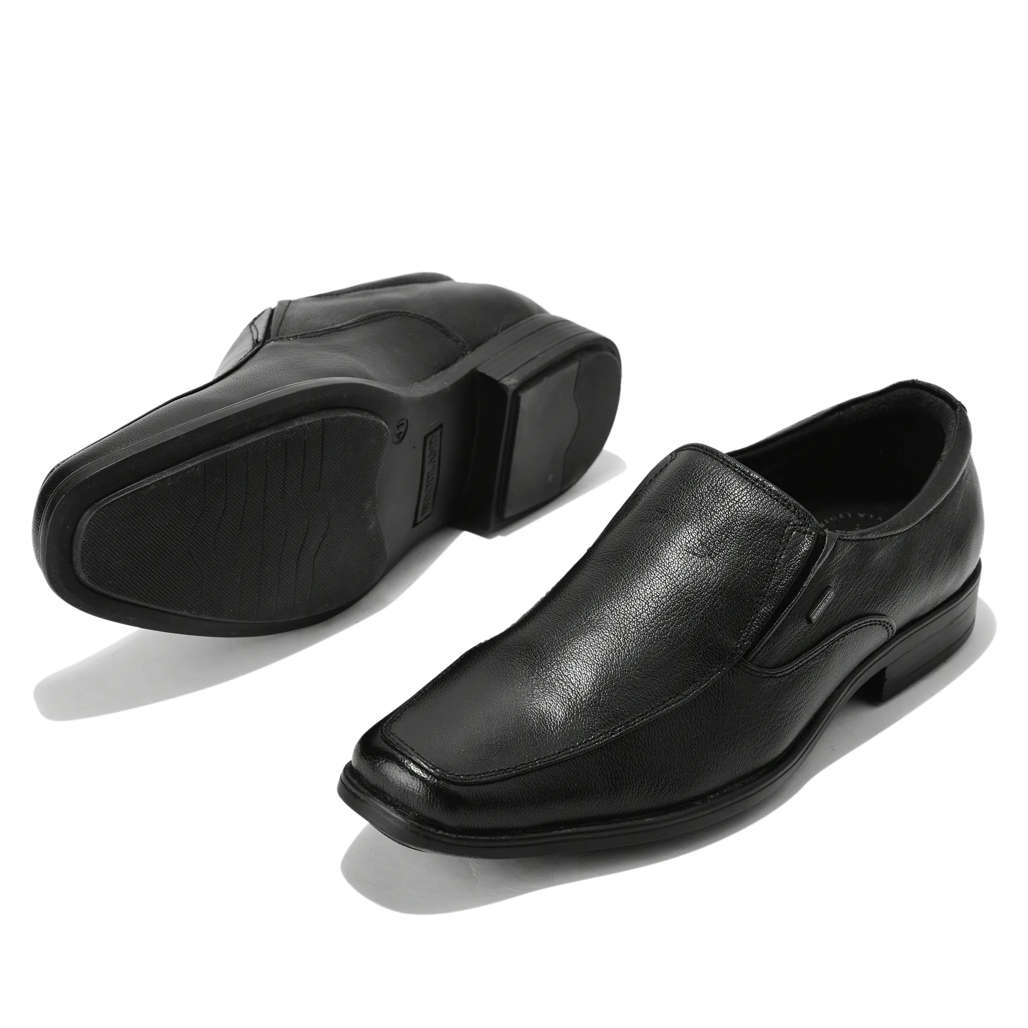 Wooland Black Leather Formal Slip-On Shoes for Men - Thumbnail 6