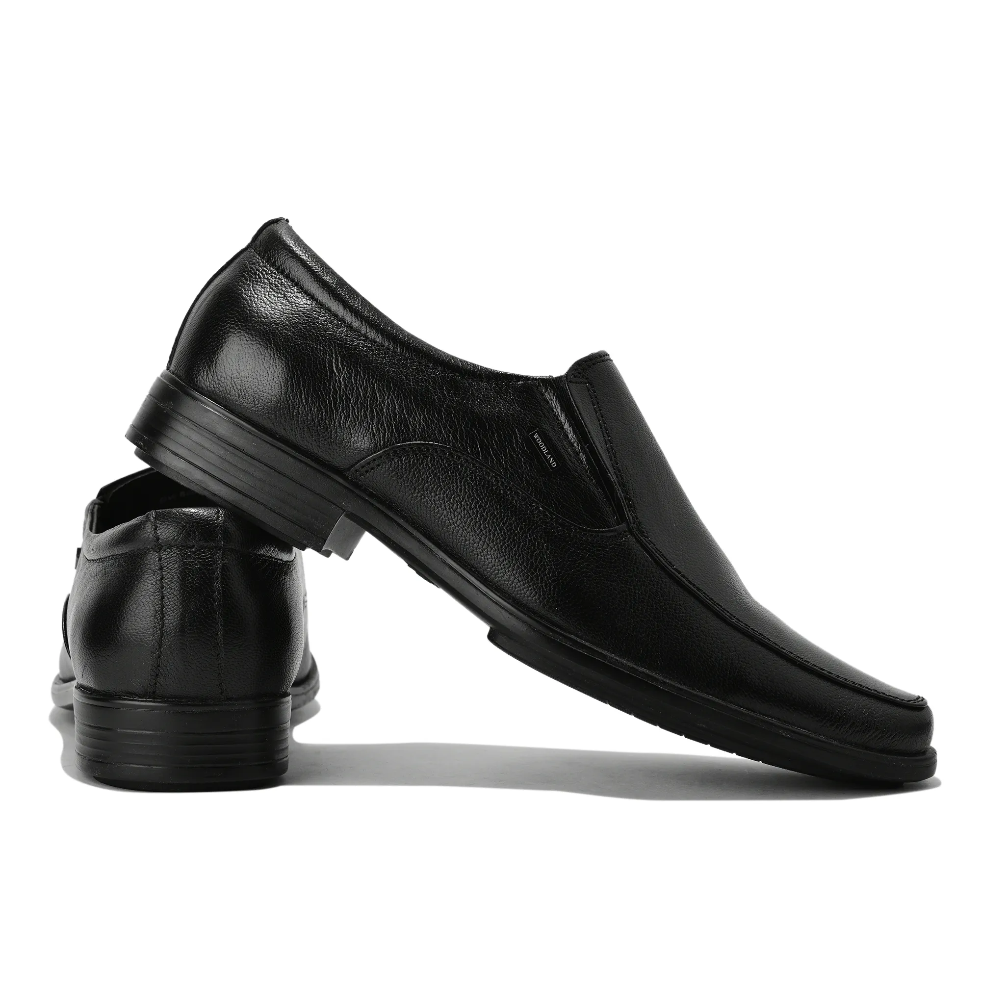 Wooland Black Leather Formal Slip-On Shoes for Men - Thumbnail 10