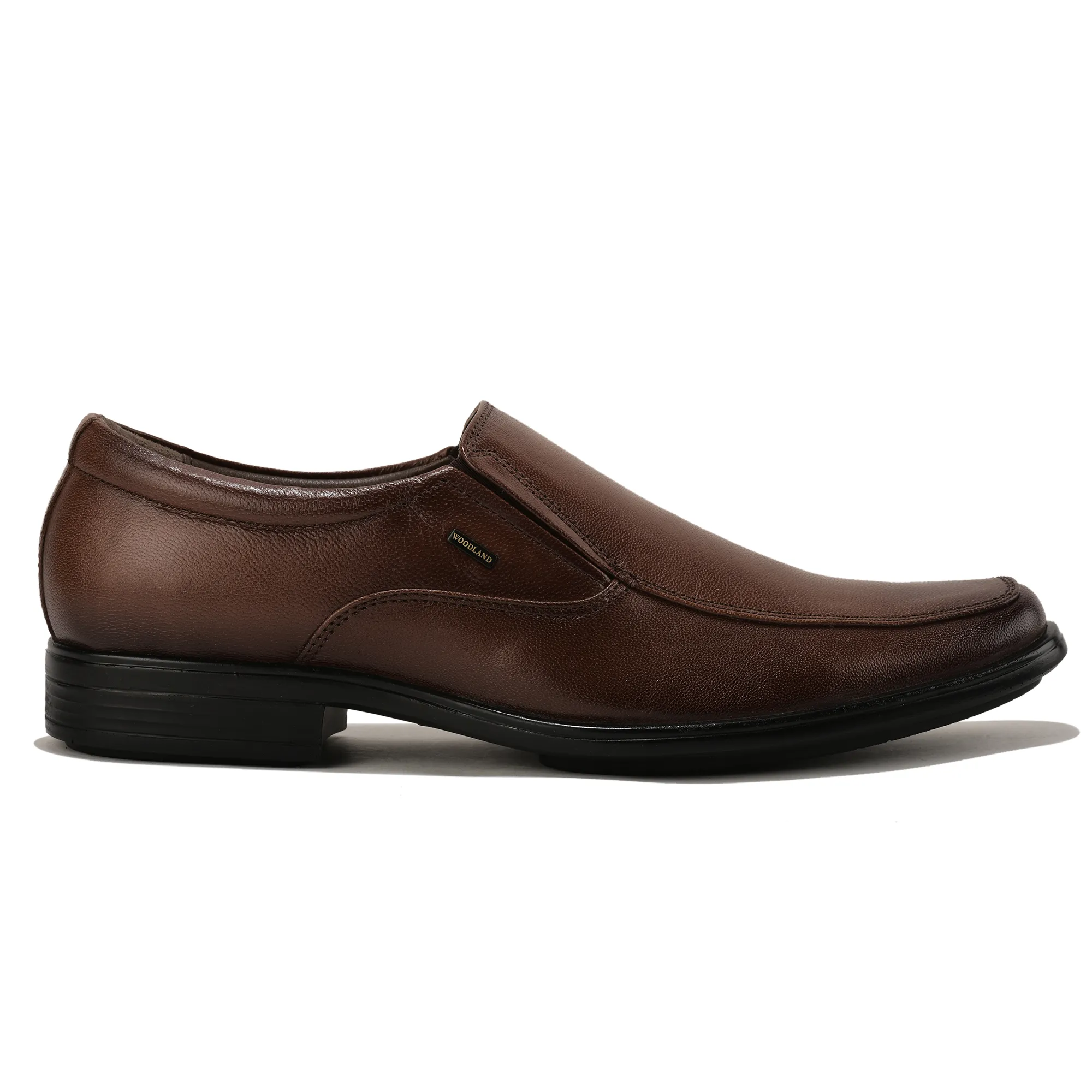 Wooland Brown Leather Formal Slip-On Shoes for Men - Thumbnail 2