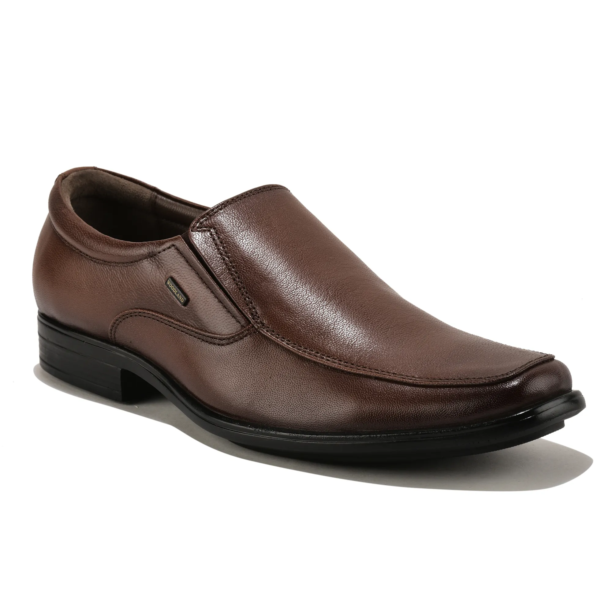 Wooland Brown Leather Formal Slip-On Shoes for Men - Thumbnail 3