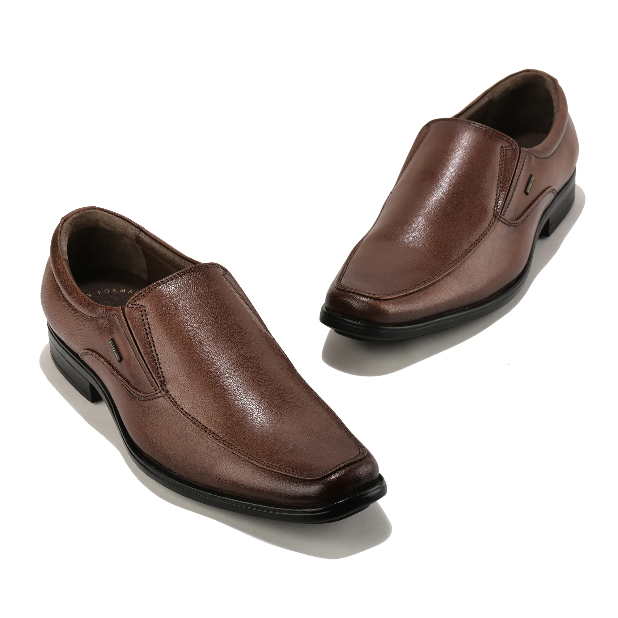 Wooland Brown Leather Formal Slip-On Shoes for Men - Thumbnail 4