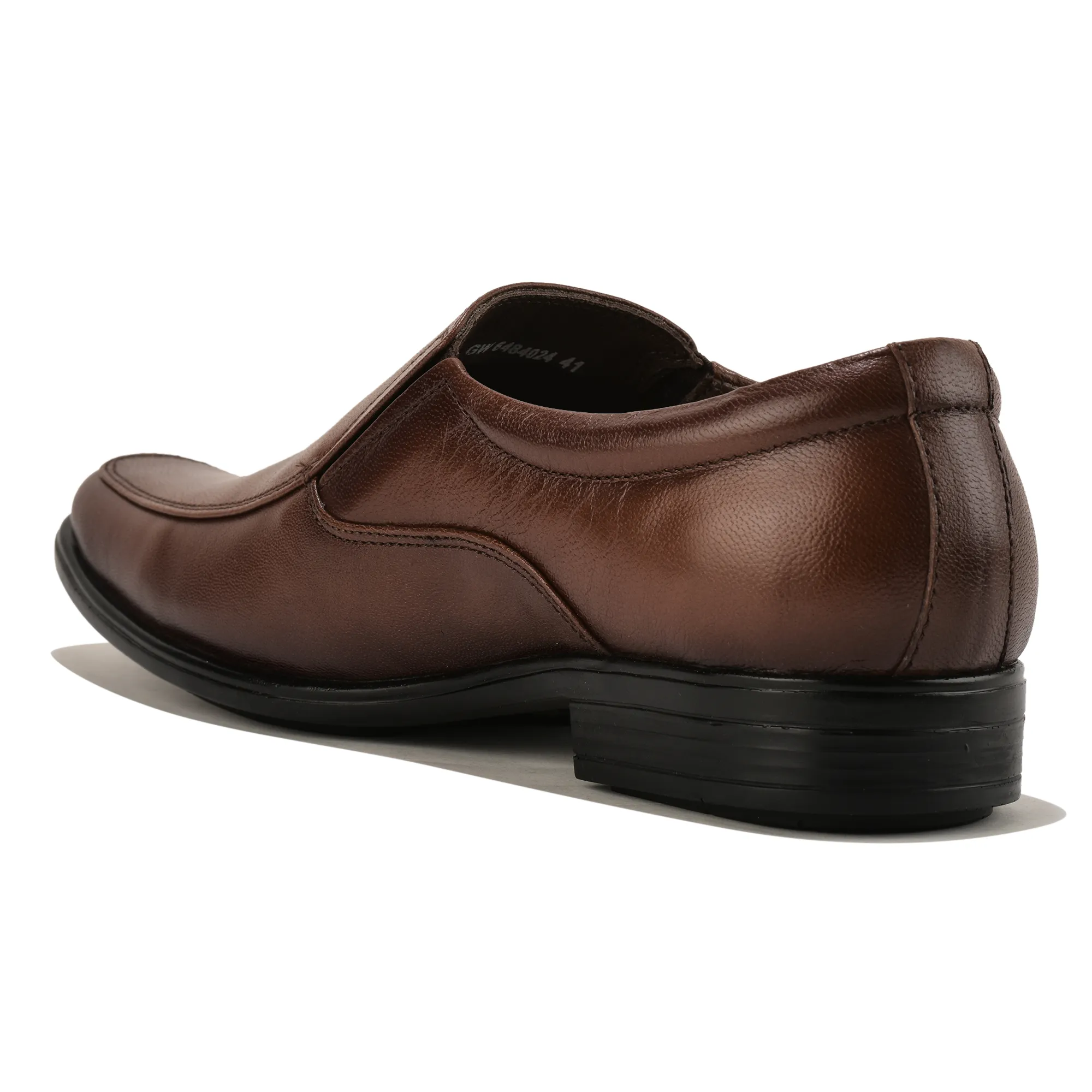 Wooland Brown Leather Formal Slip-On Shoes for Men - Thumbnail 7
