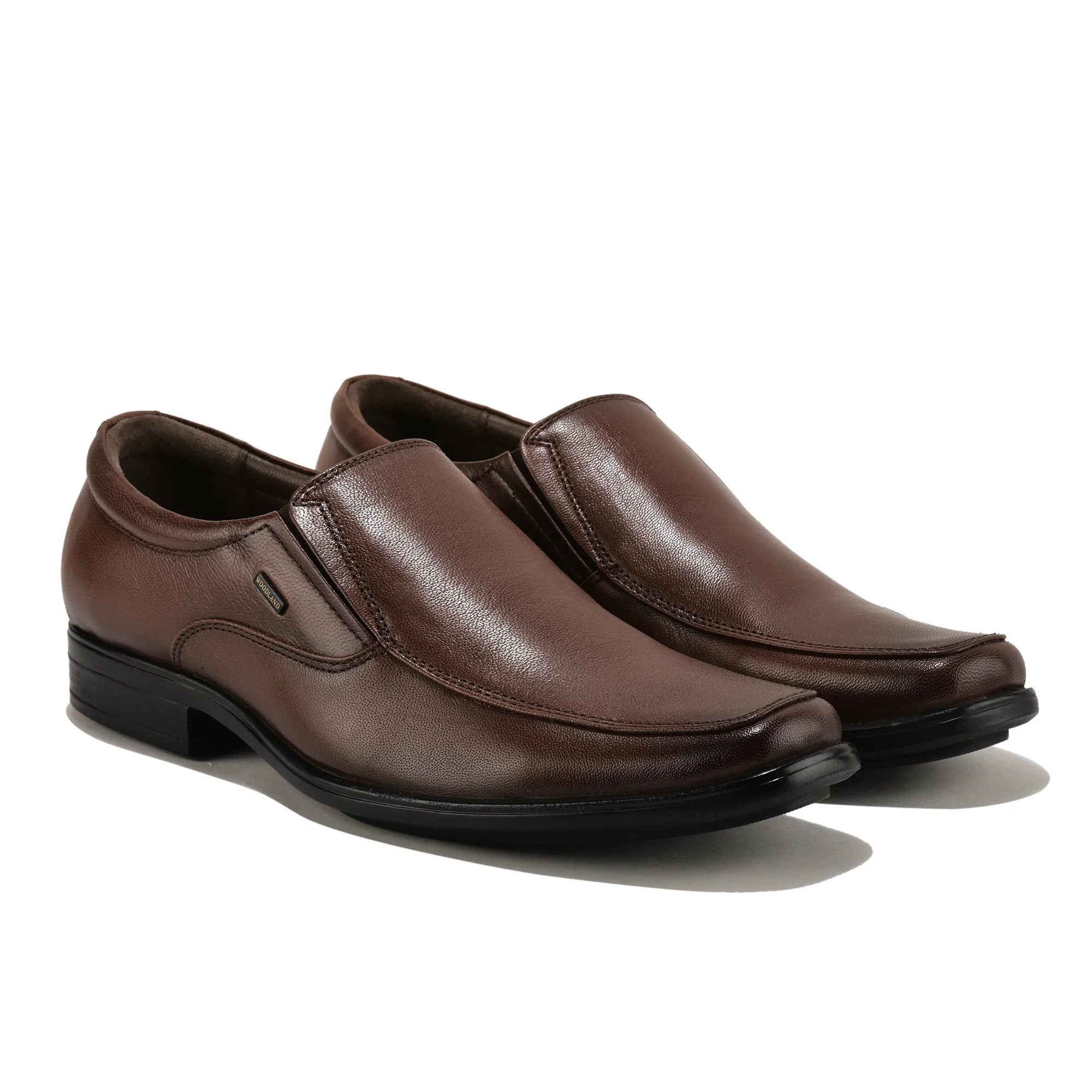 Wooland Brown Leather Formal Slip-On Shoes for Men - Thumbnail 8