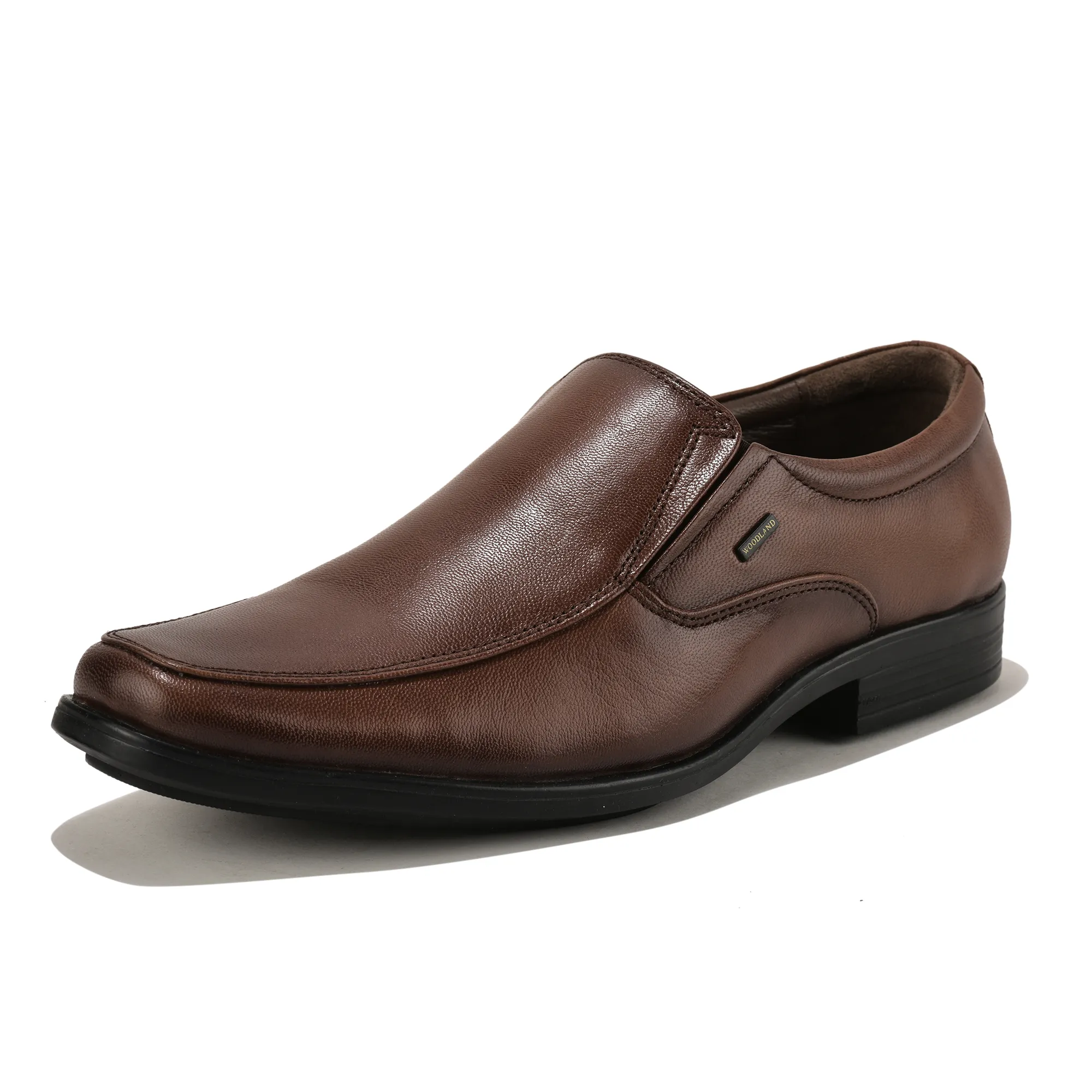 Wooland Brown Leather Formal Slip-On Shoes for Men - Thumbnail 11
