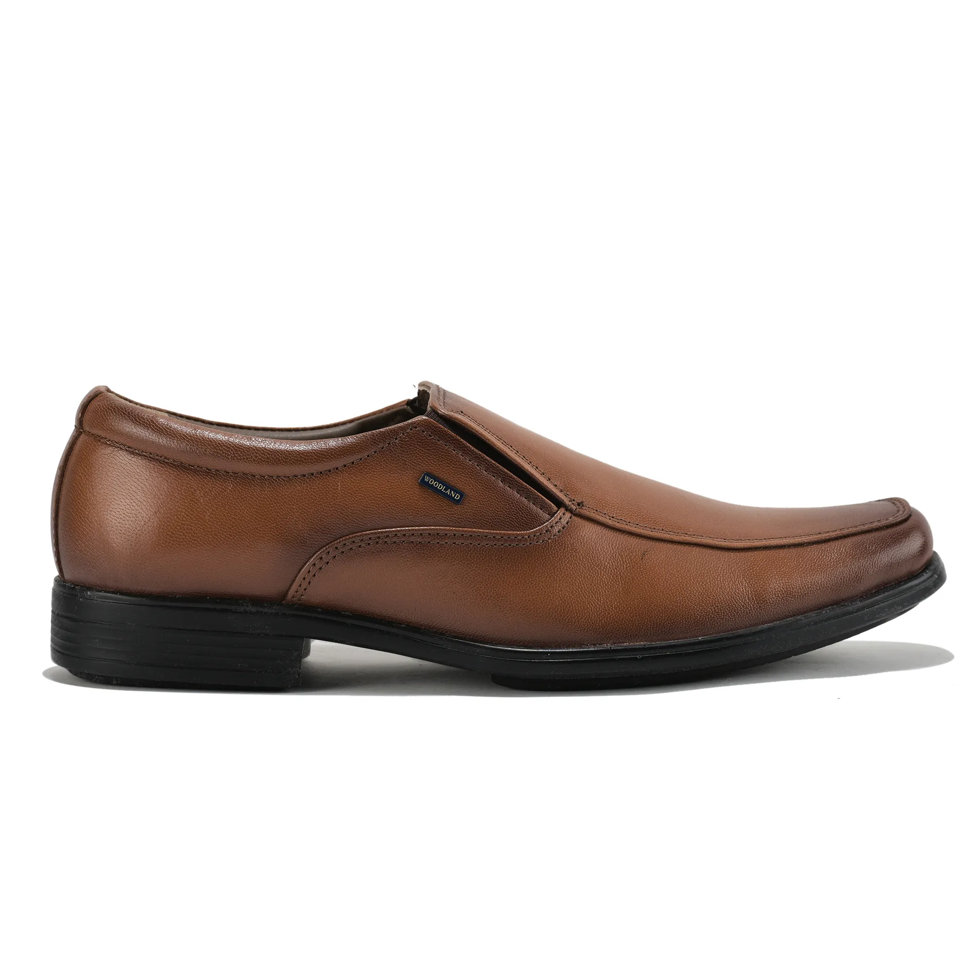 Wooland Tan Leather Formal Slip-On Shoes for Men - Thumbnail 2