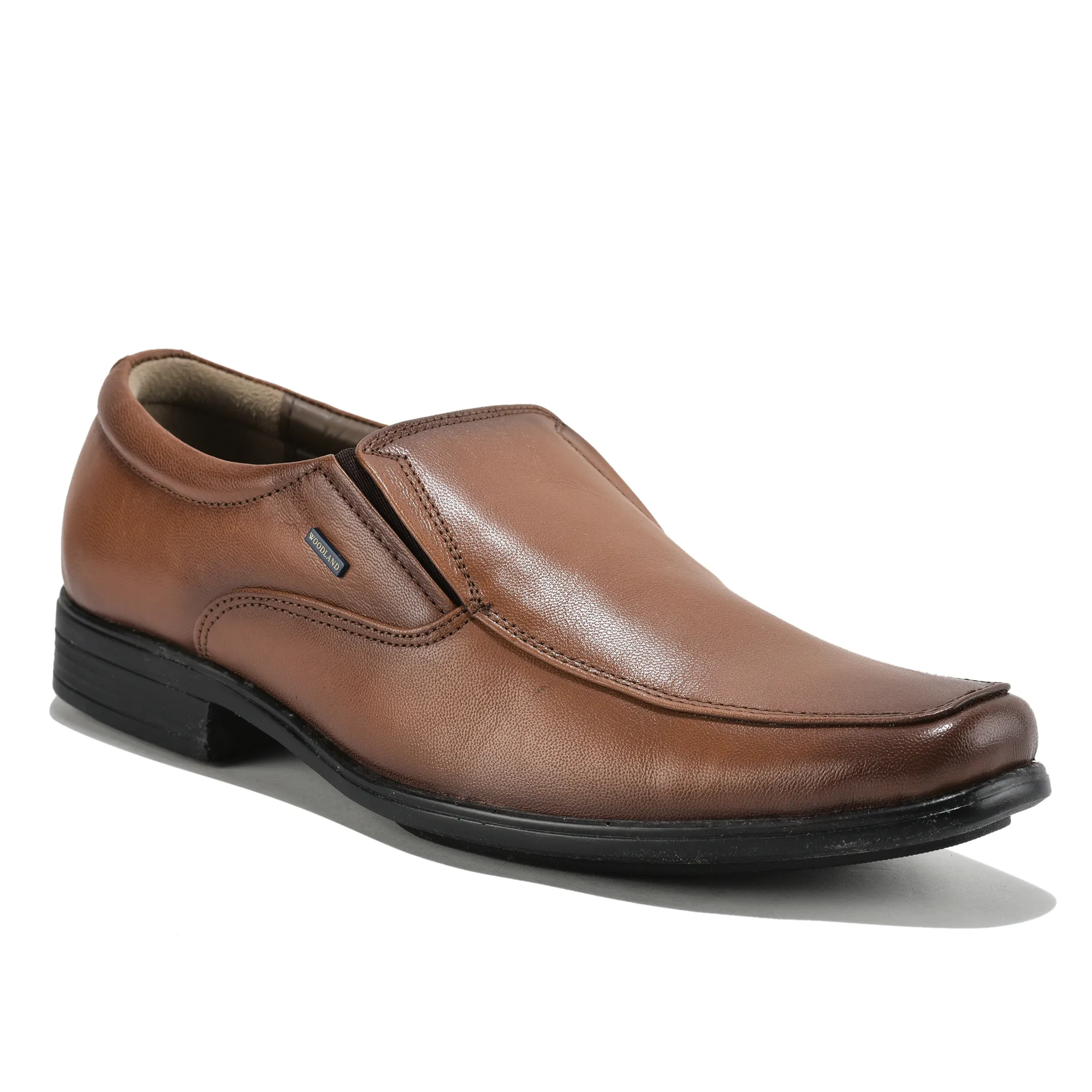 Wooland Tan Leather Formal Slip-On Shoes for Men - Thumbnail 3