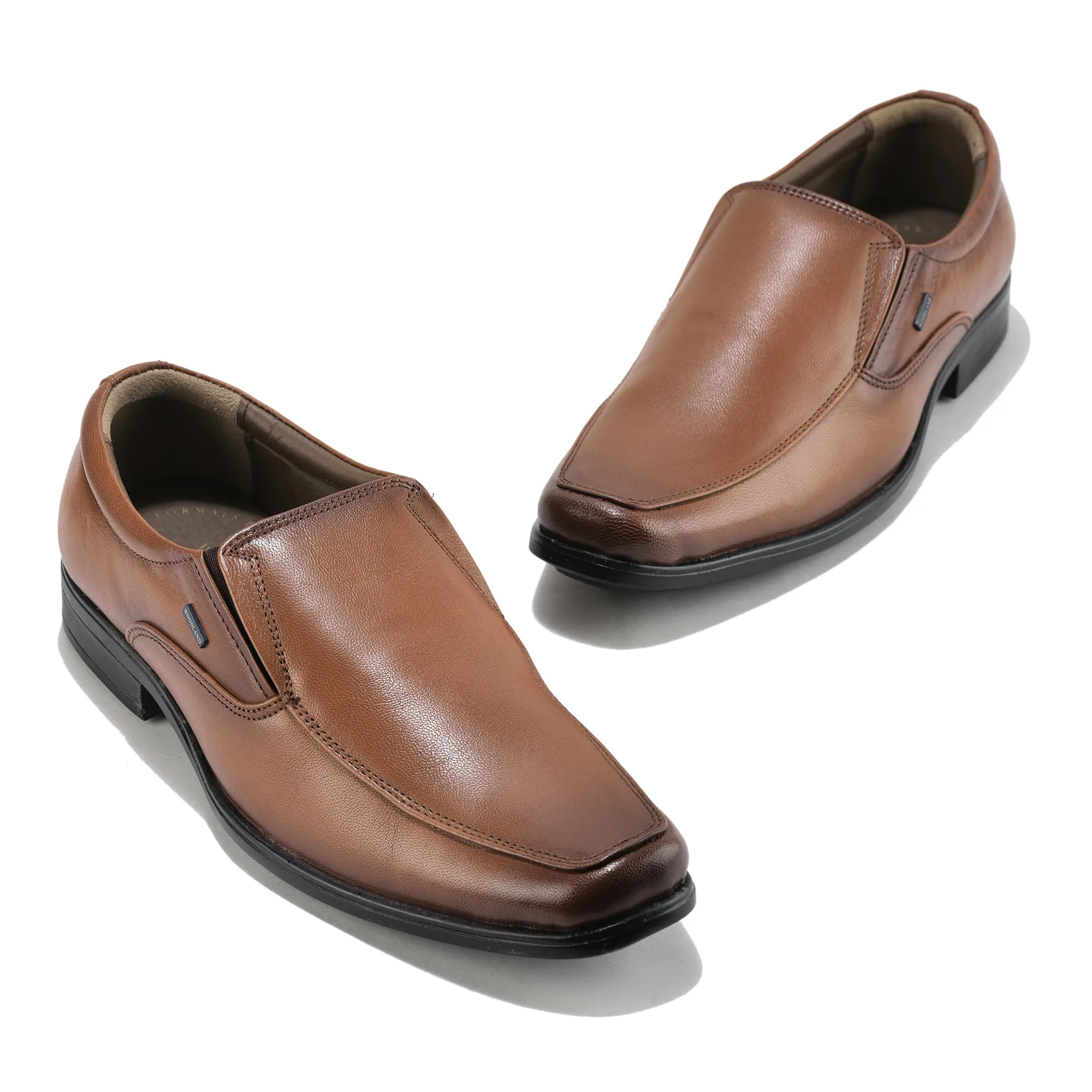 Wooland Tan Leather Formal Slip-On Shoes for Men - Thumbnail 4