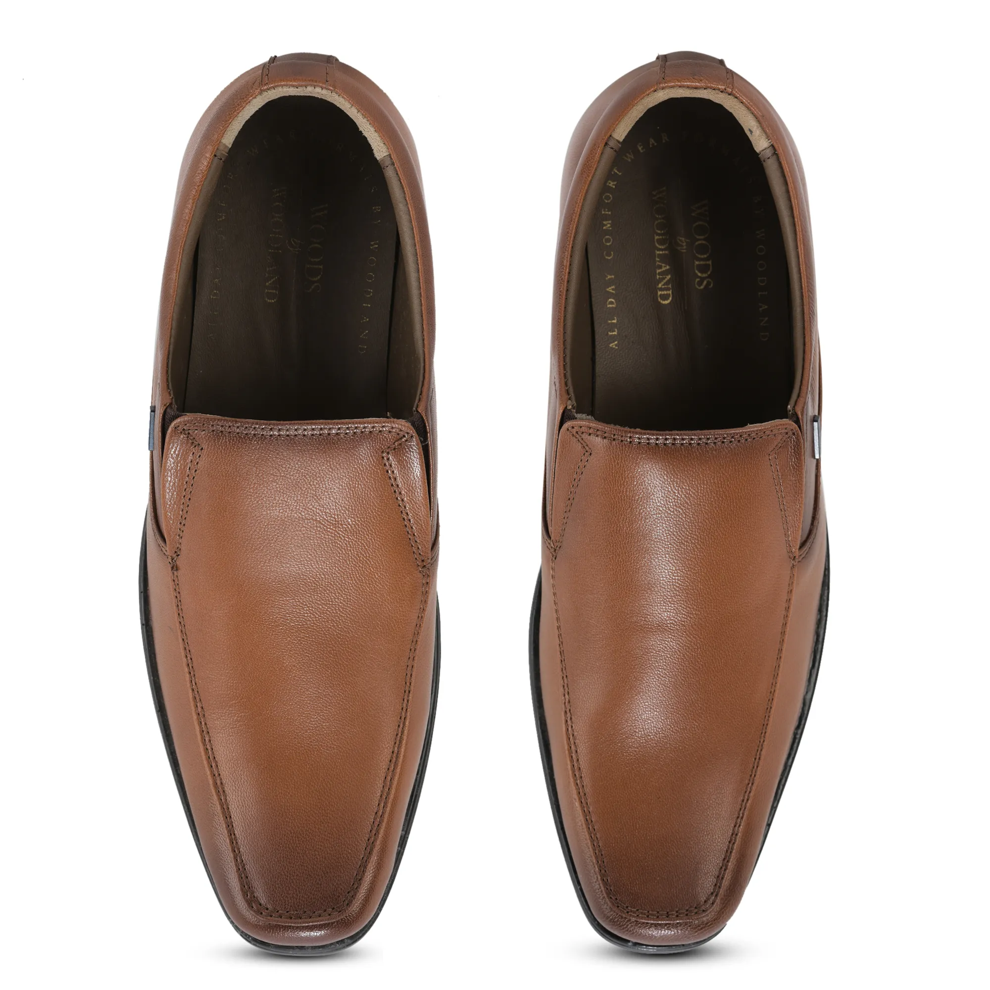 Wooland Tan Leather Formal Slip-On Shoes for Men - Thumbnail 5