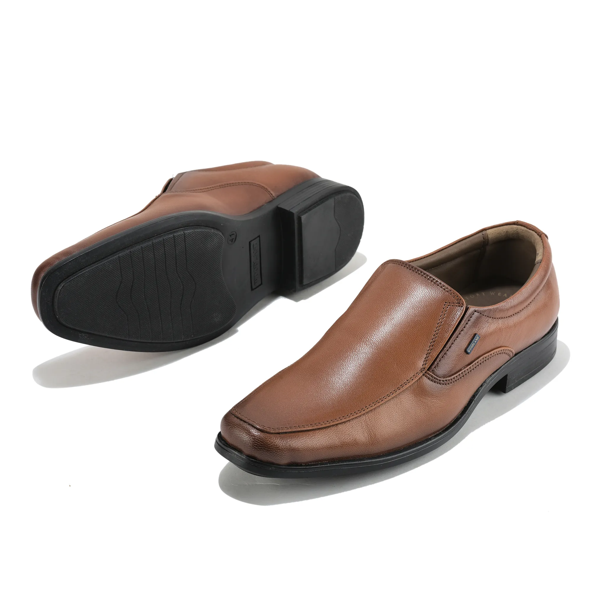 Wooland Tan Leather Formal Slip-On Shoes for Men - Thumbnail 6