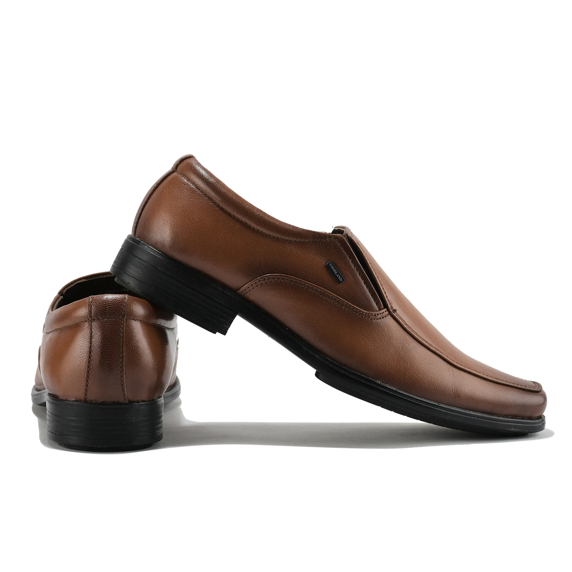 Wooland Tan Leather Formal Slip-On Shoes for Men - Thumbnail 10