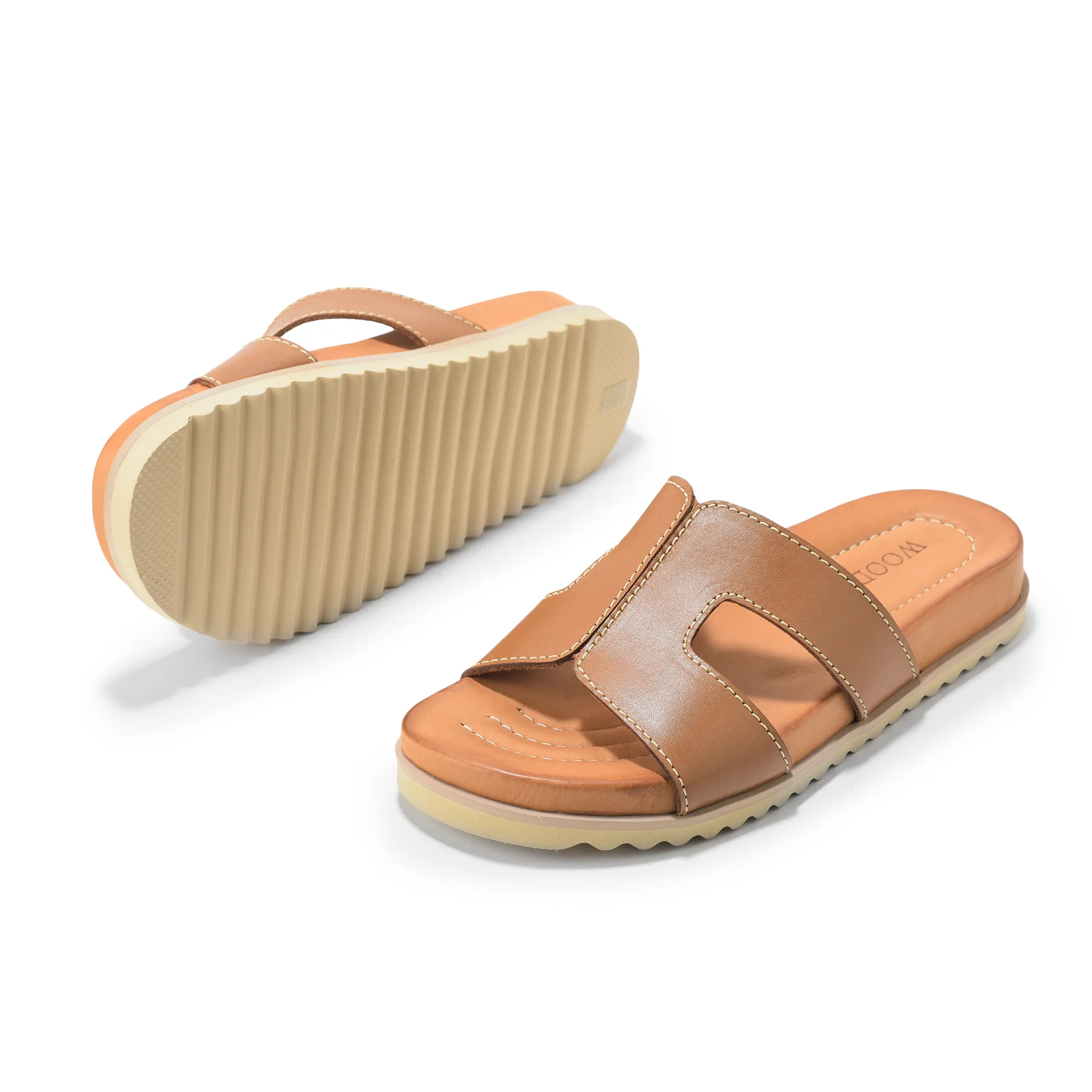 Woodland Soft Nappa Tan Ladies Slipper - Thumbnail 4