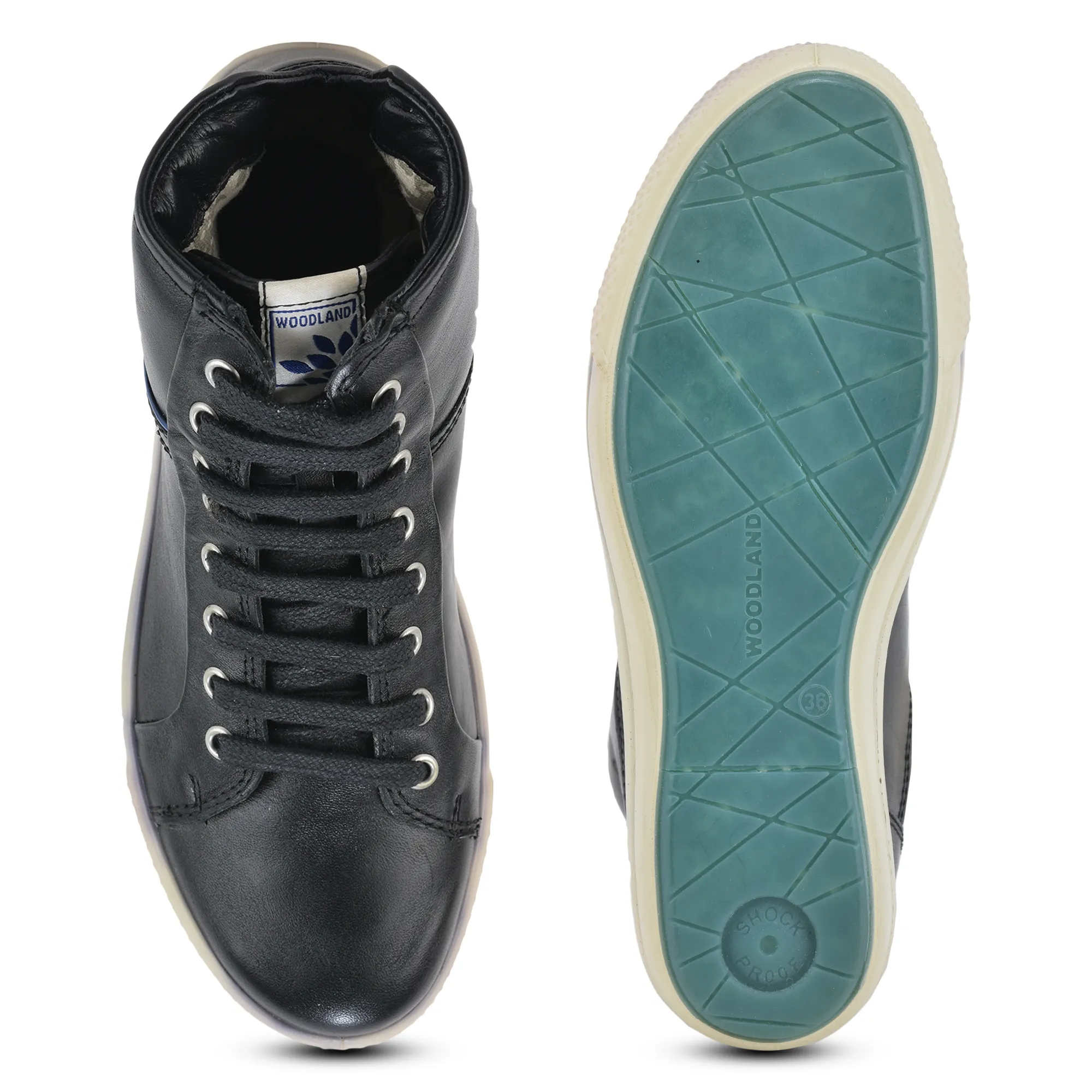 Woodland Women Black Softy Leather High-Top Boots - Thumbnail 9