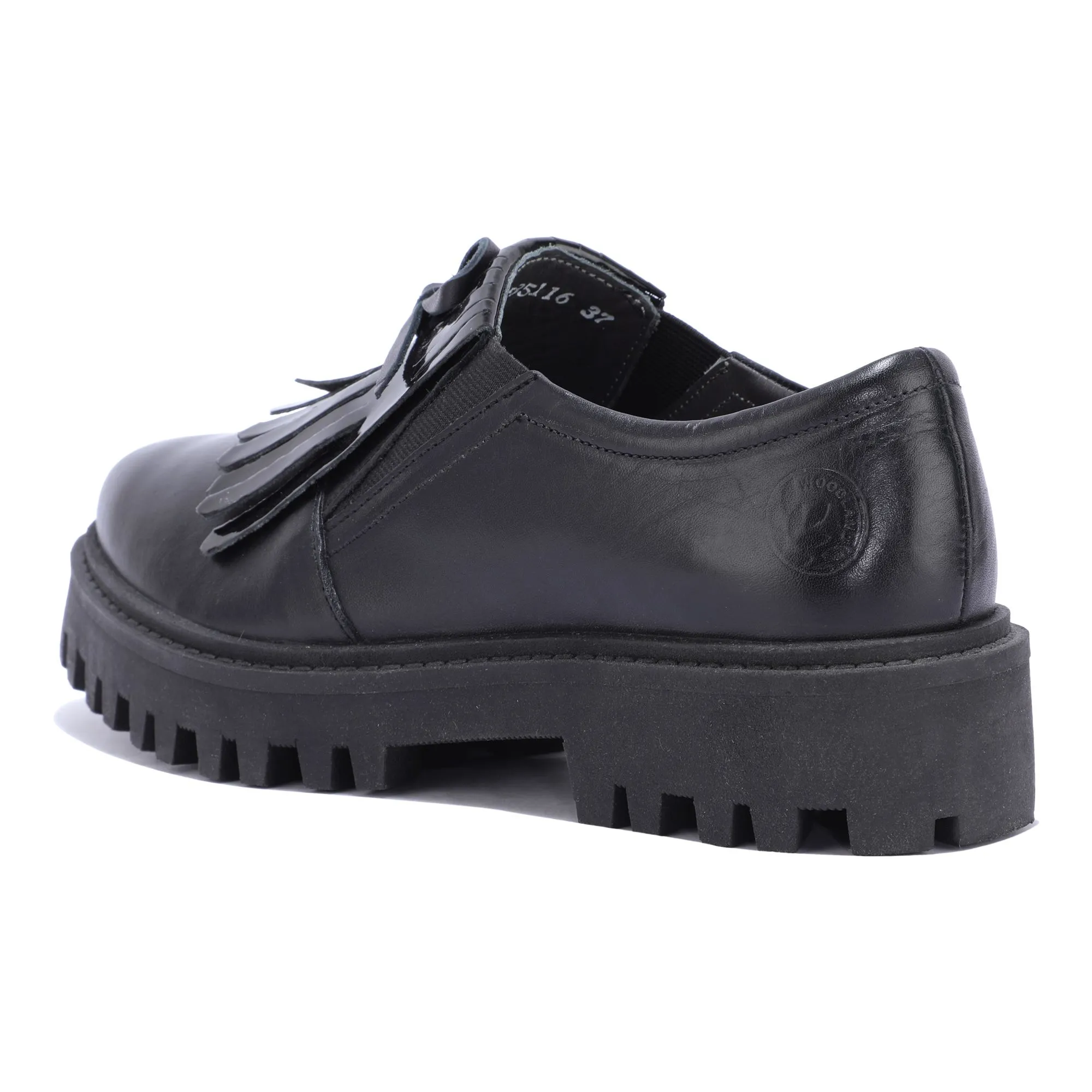 Black chunky sole loafers for women - Thumbnail 5