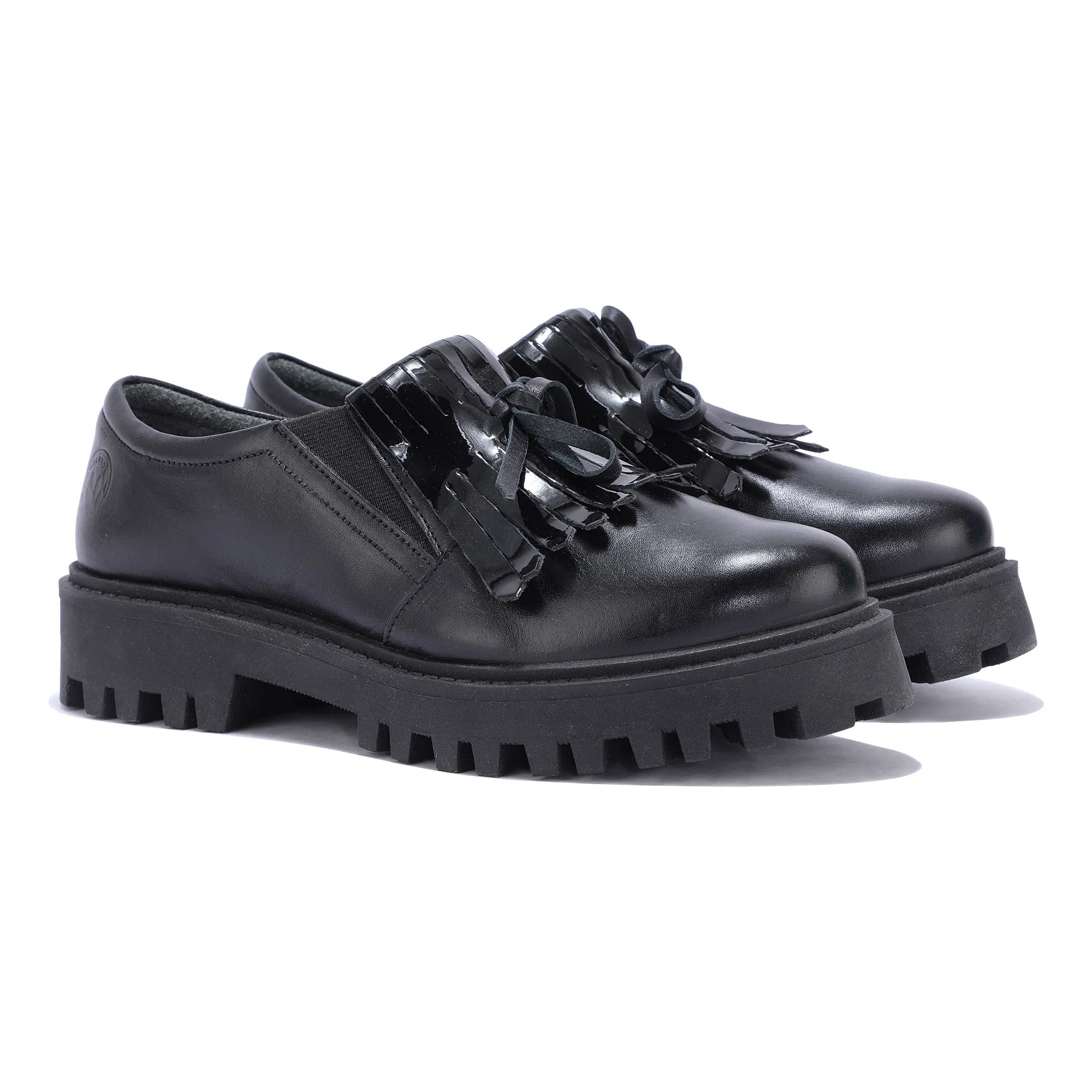 Black chunky sole loafers for women - Thumbnail 6