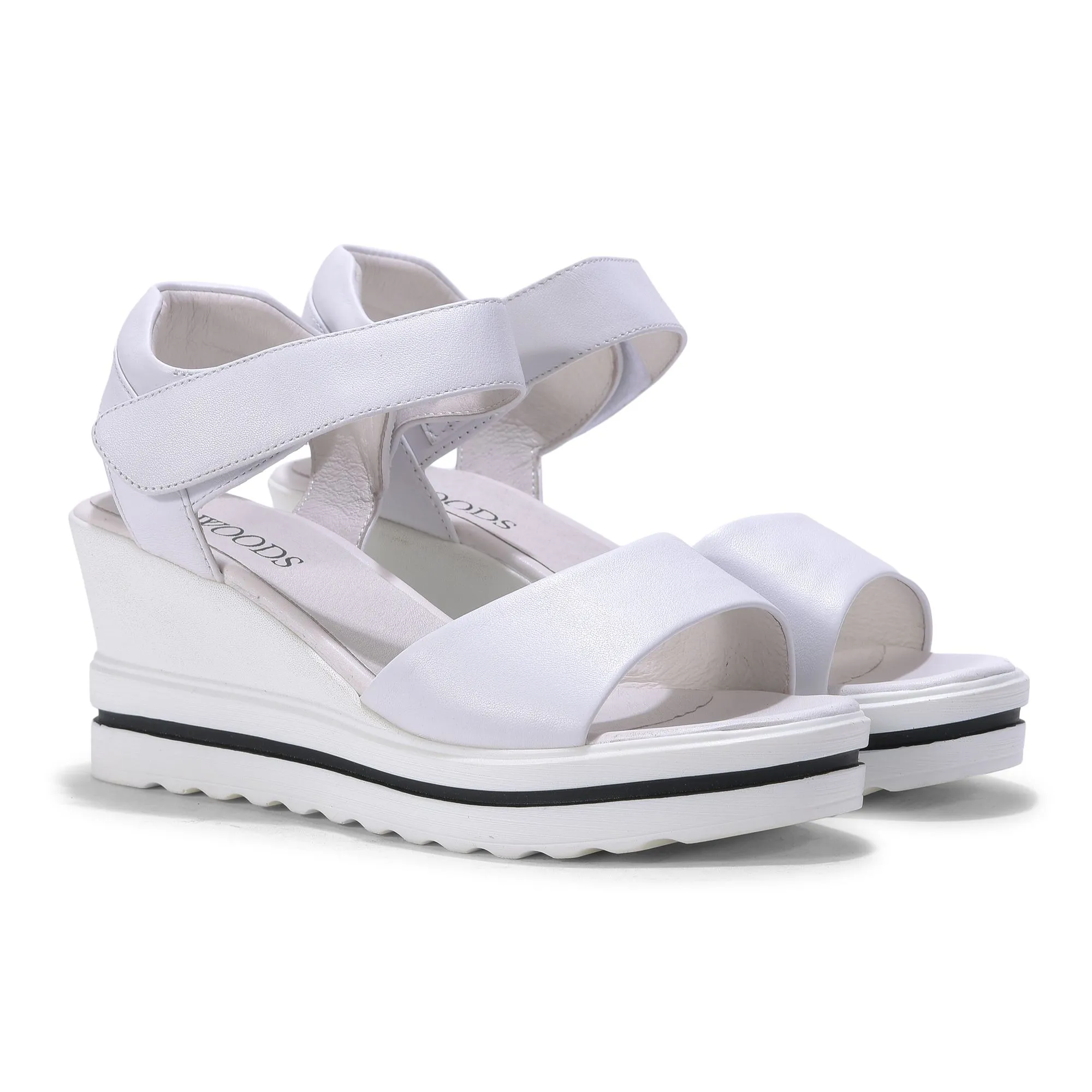 Woods WHITE wedge heel sandals - Thumbnail 2