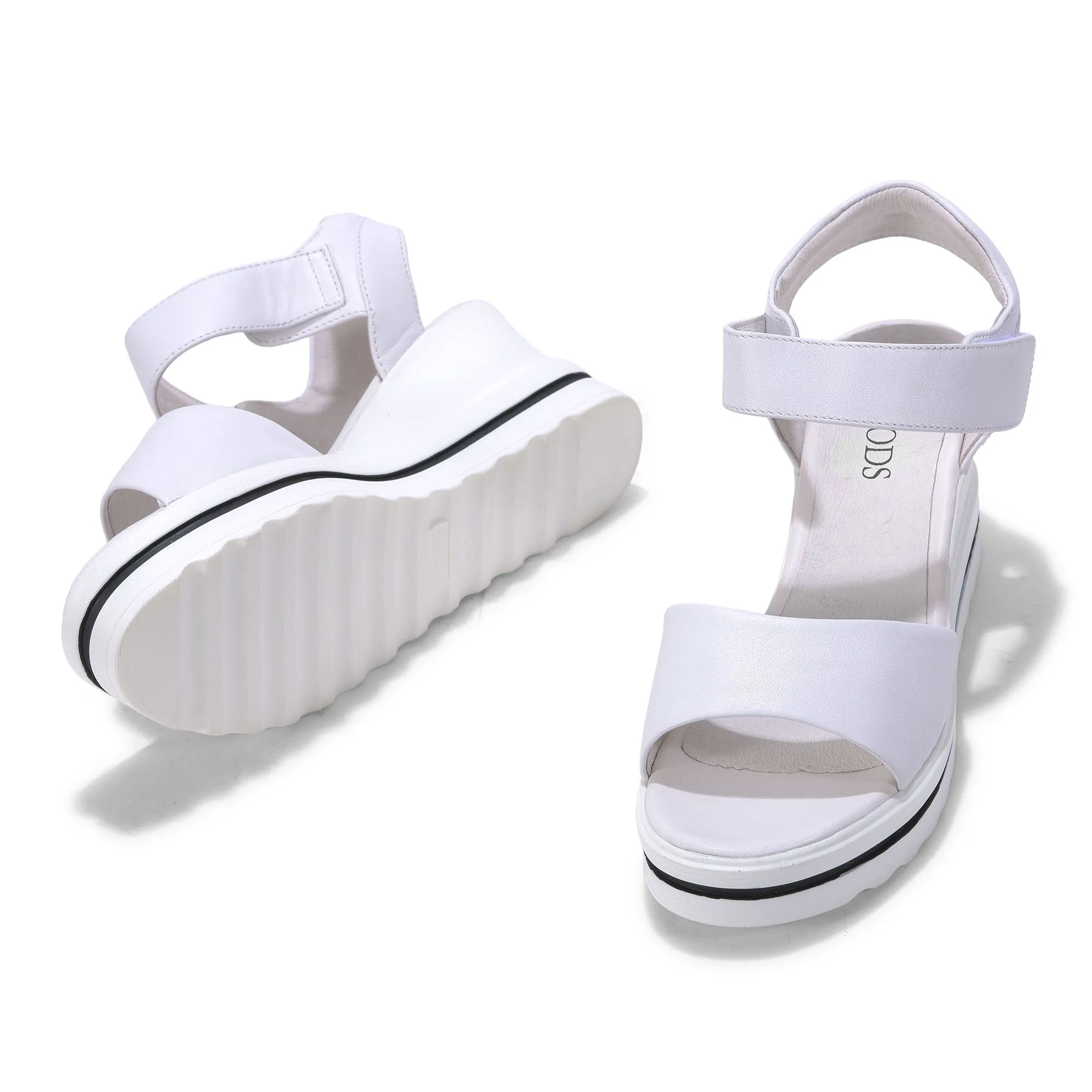 Woods WHITE wedge heel sandals - Thumbnail 5