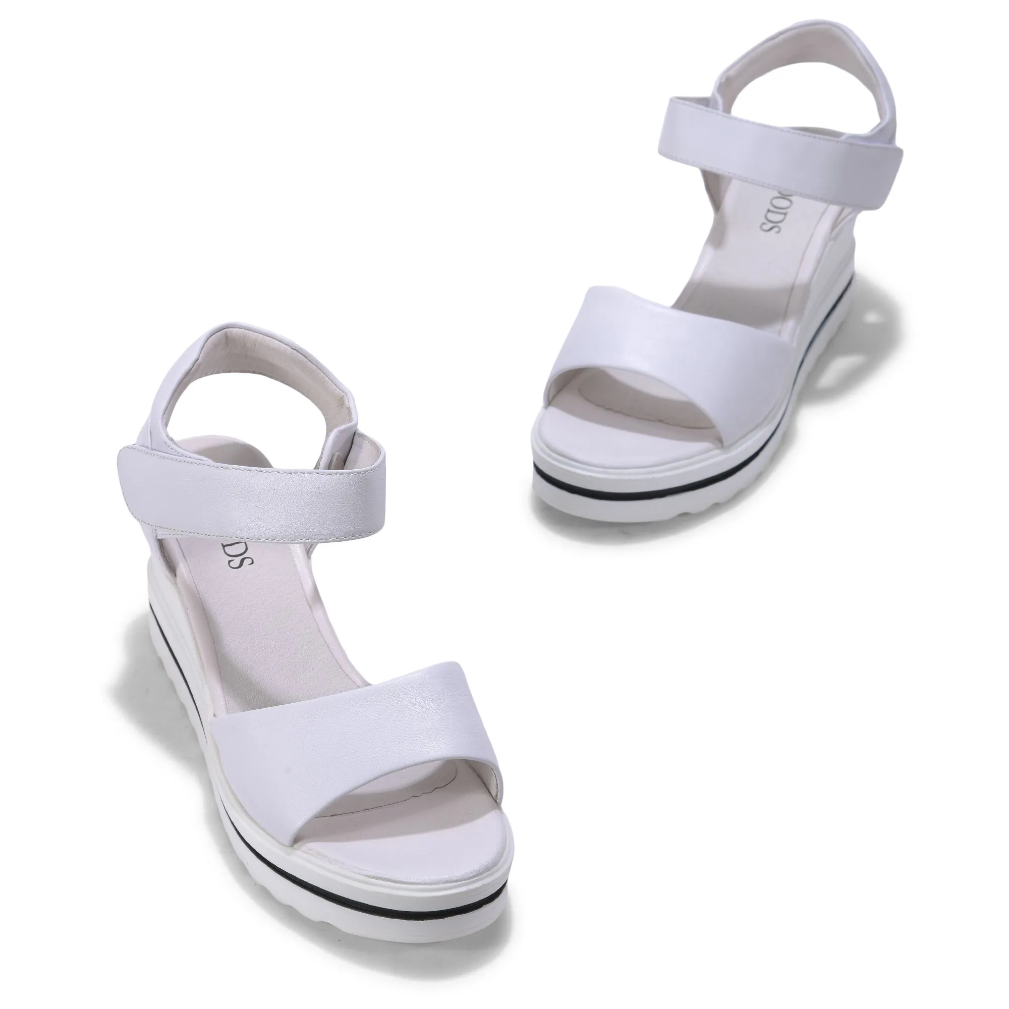 Woods WHITE wedge heel sandals - Thumbnail 6