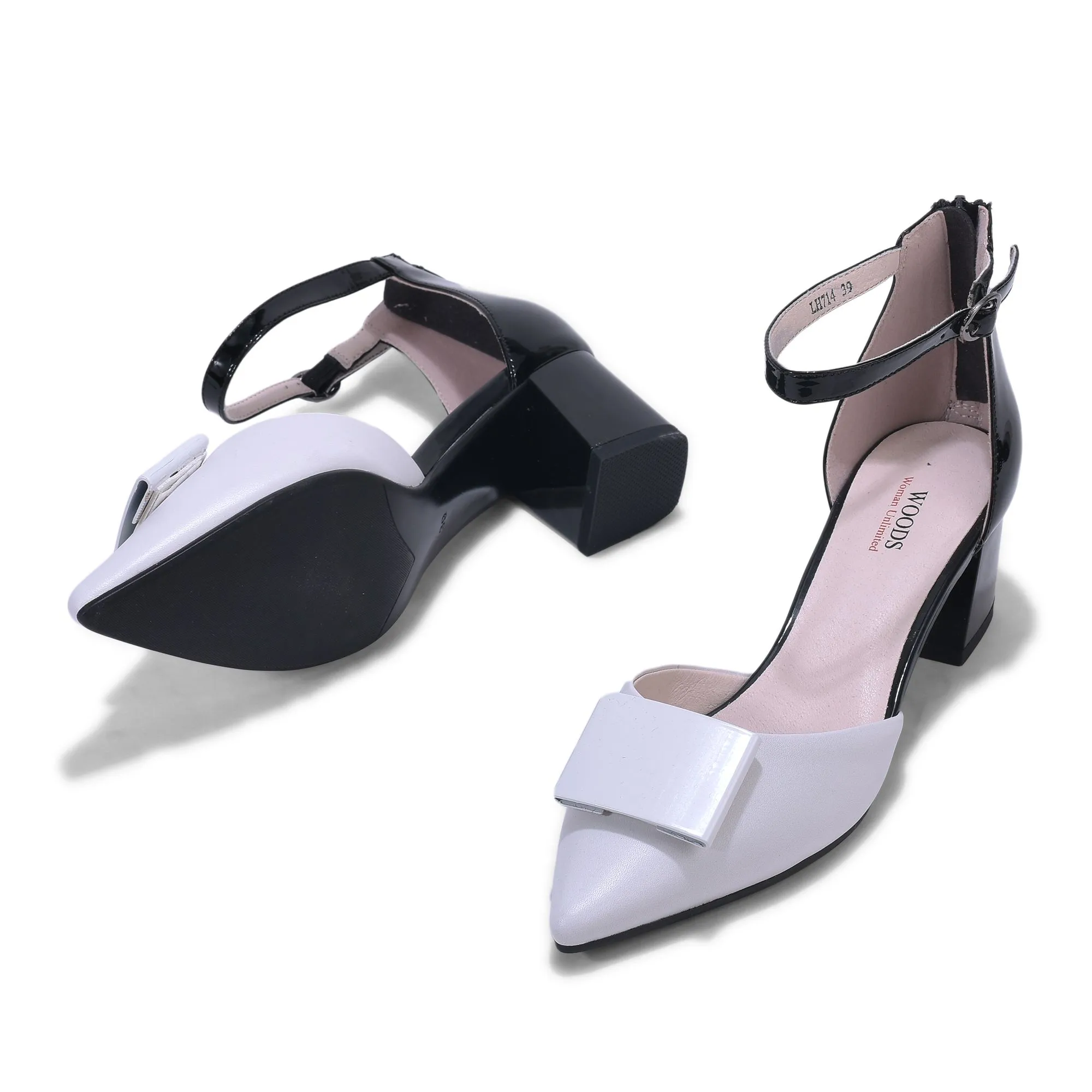 WHITE/BLACK ankle strap sandal - Thumbnail 4