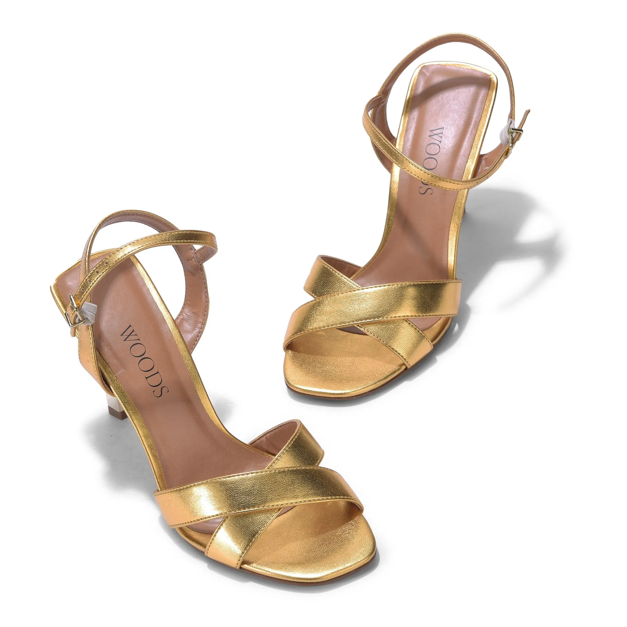 Golden ankle strap heel - Thumbnail 2