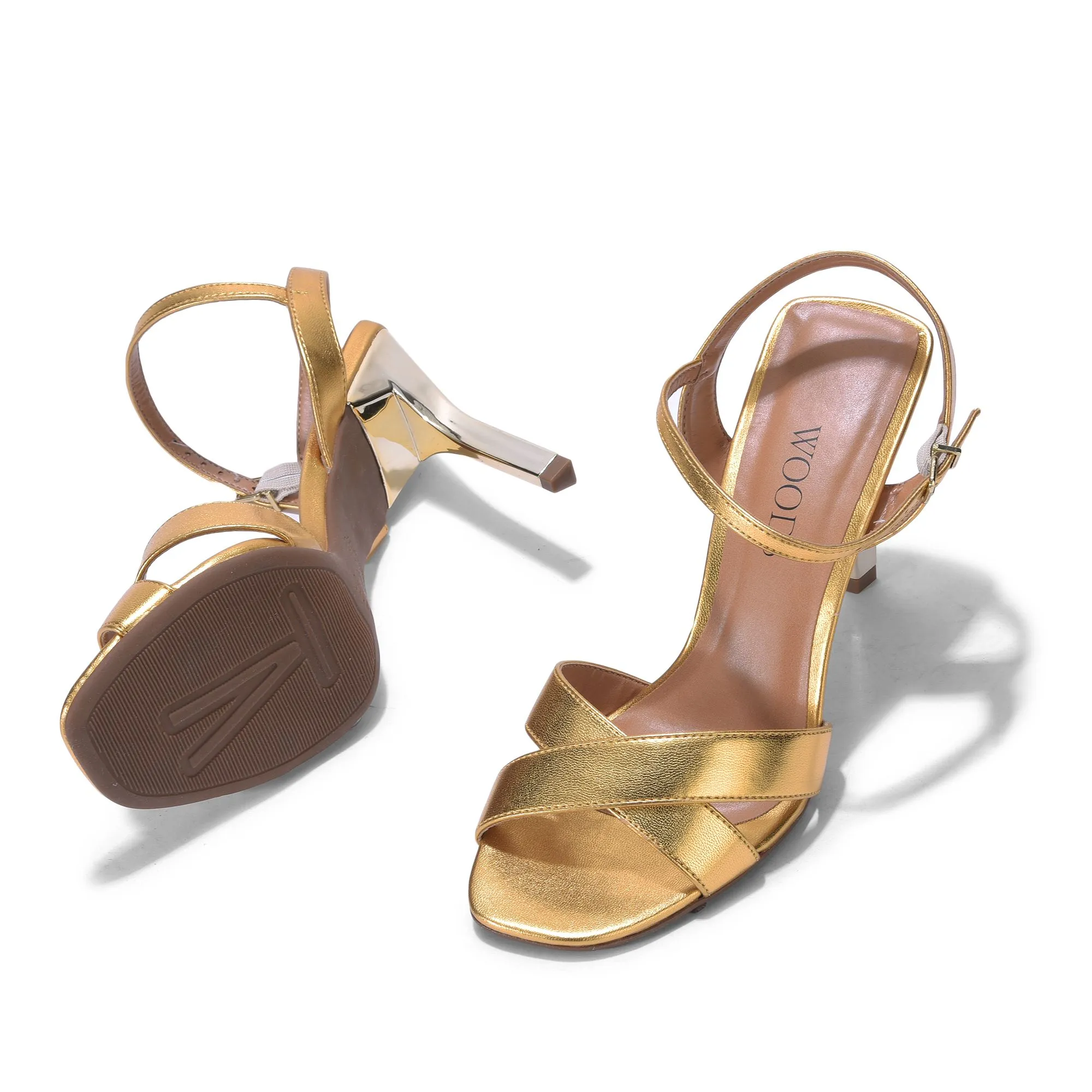 Golden ankle strap heel - Thumbnail 4